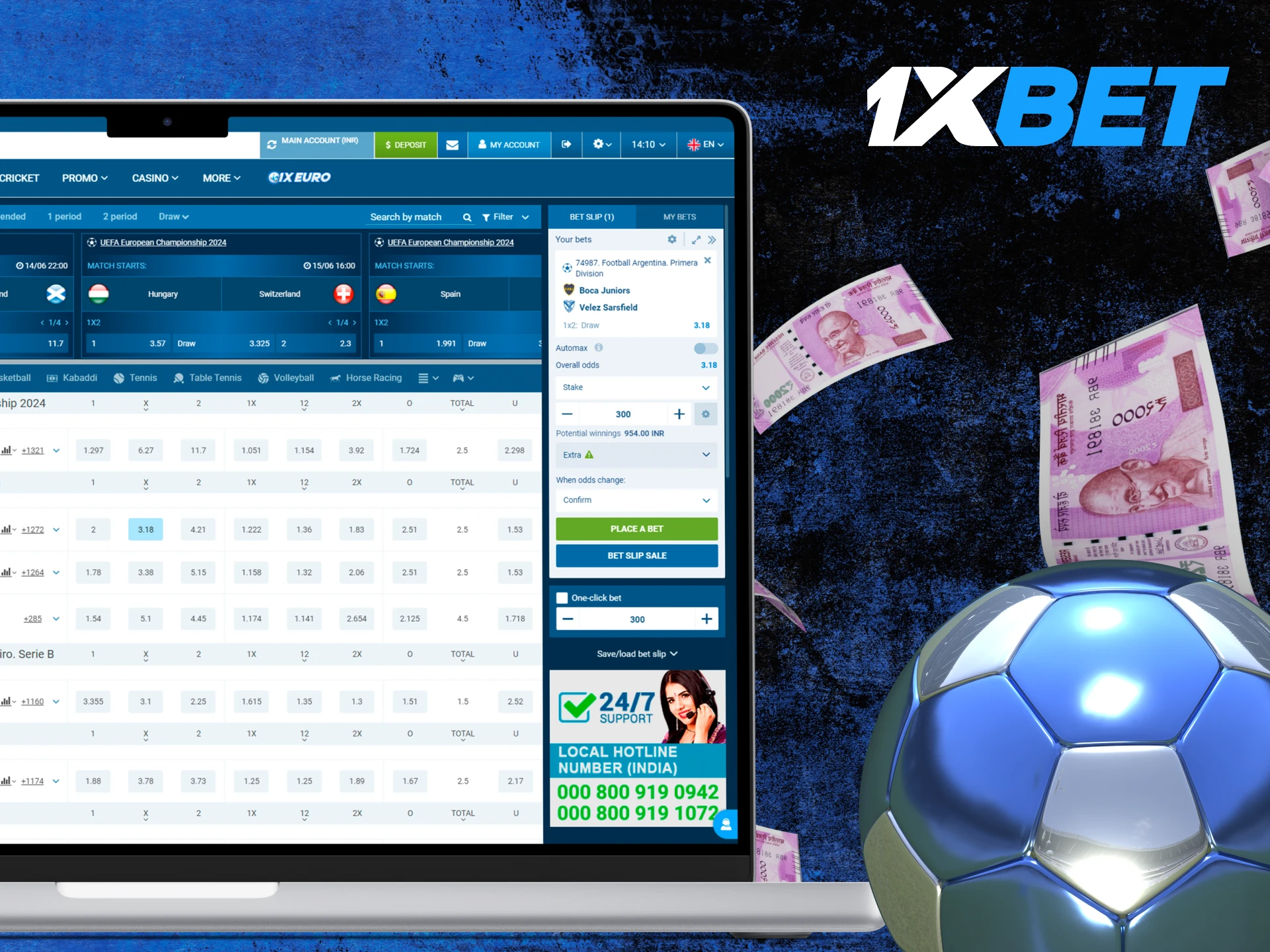 Place a bet on football on the official 1xBet website.