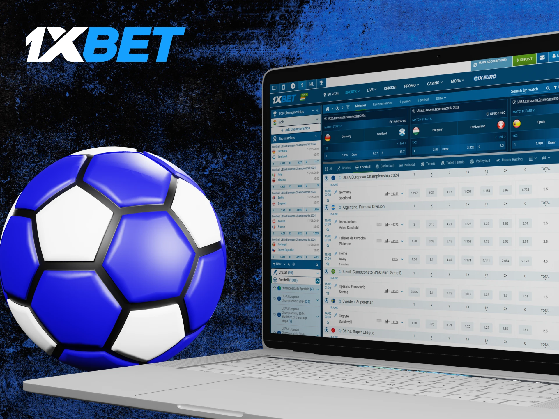 1xBet has a large football betting section with all football events.
