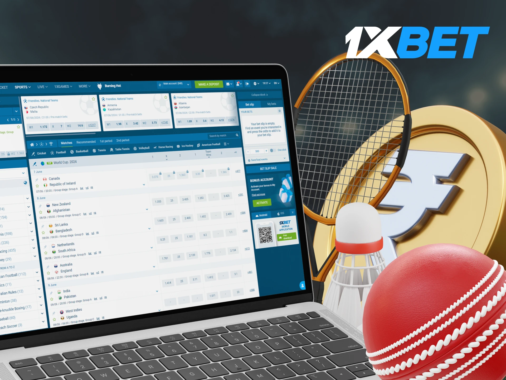 After registering at the 1xBet casino, start betting on your favorite sports.