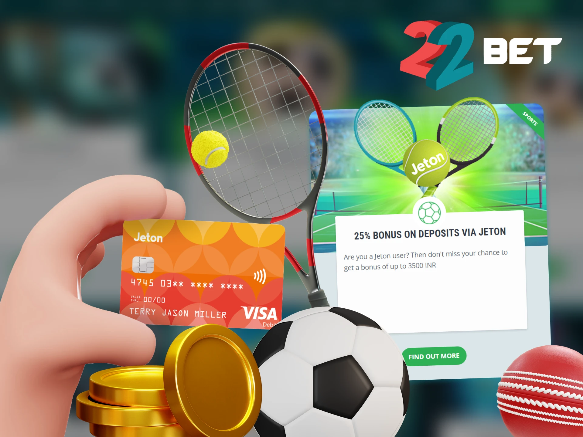 If you are a Jeton user, you can receive a 22Bet bonus when you make a deposit.