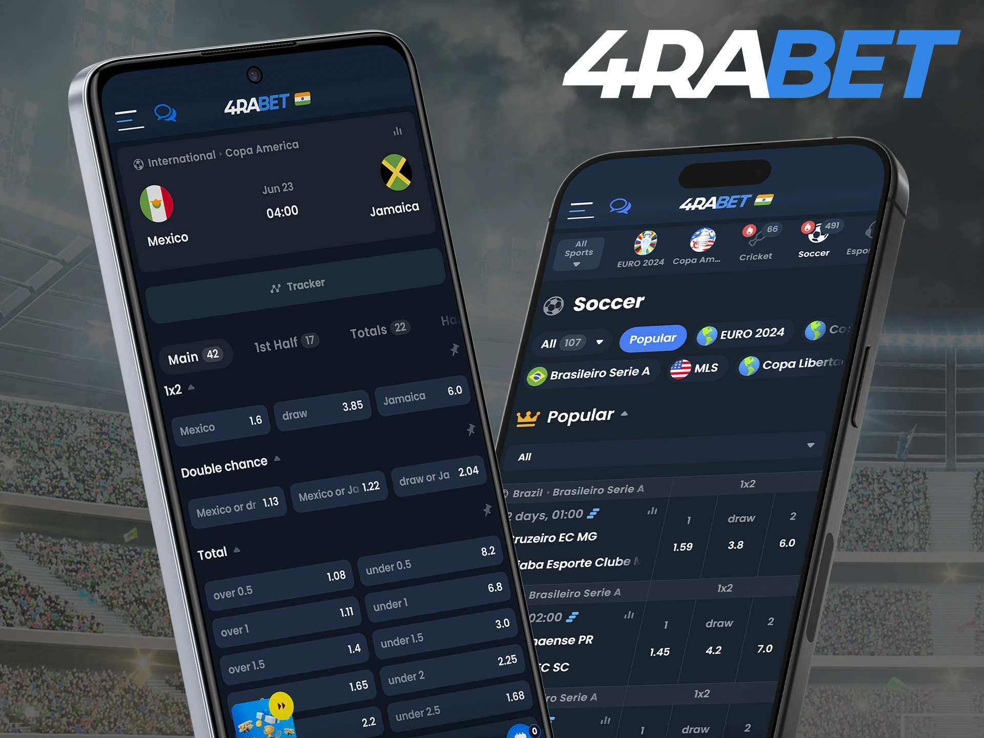 Use the mobile version of the 4Rabet website on your smartphone to bet on football.