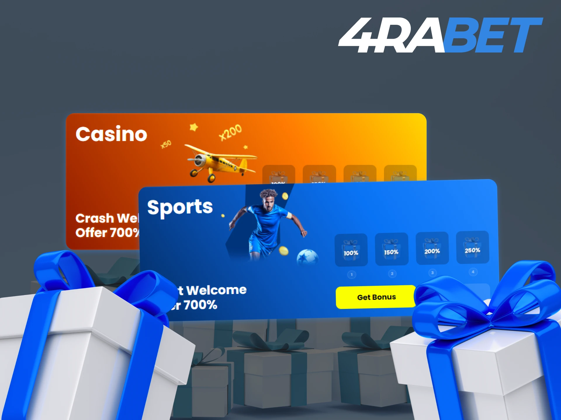 After registering on 4RaBet, you can choose a sports or casino welcome bonus.