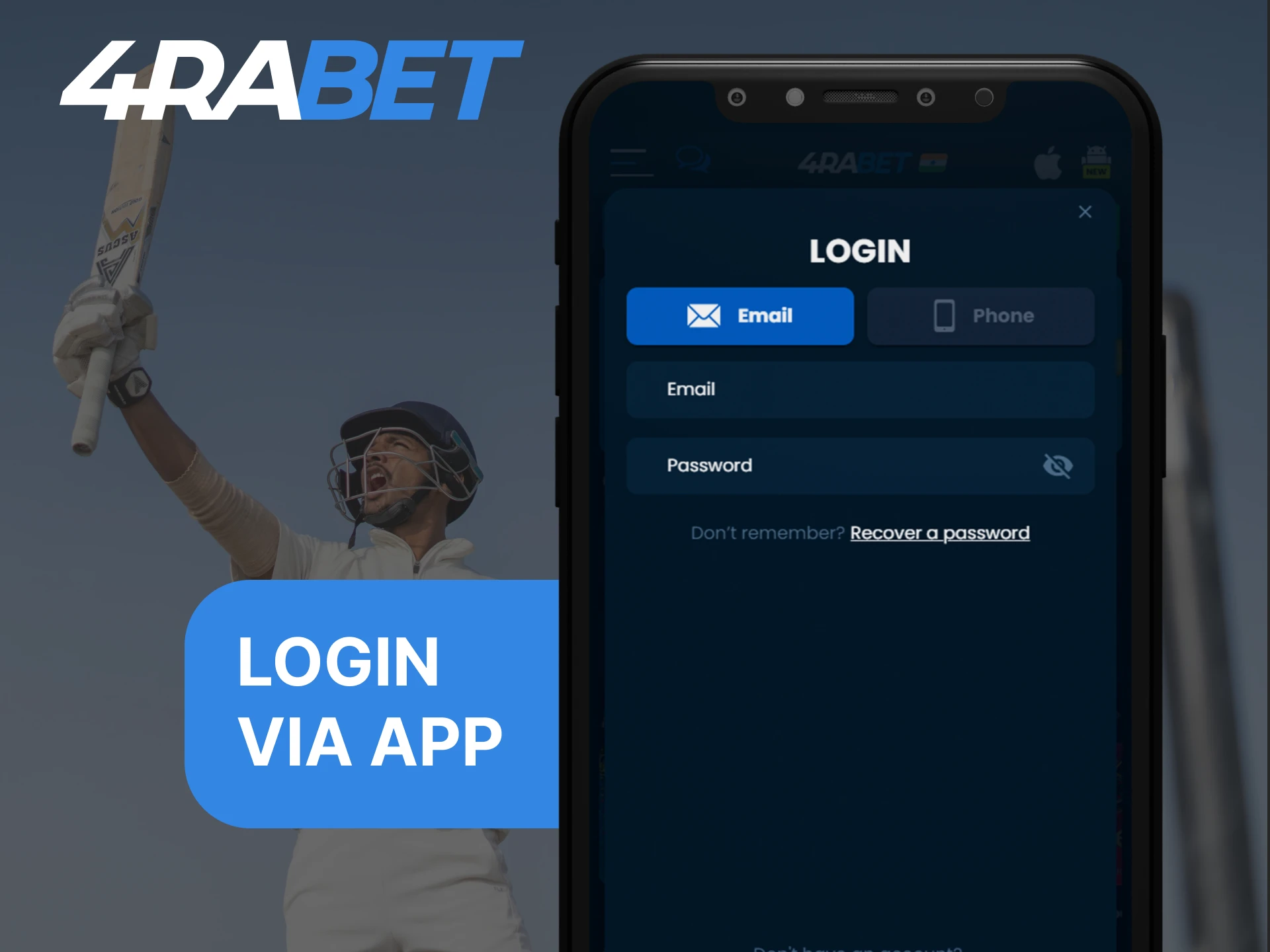 After downloading the 4RaBet mobile app, log in to your account.