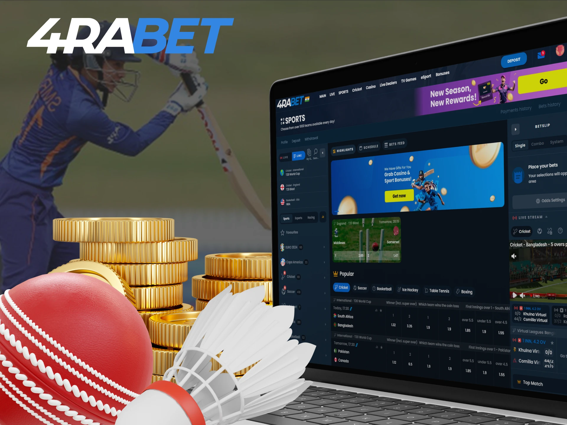 Place a sports bet at 4RaBet and win big.