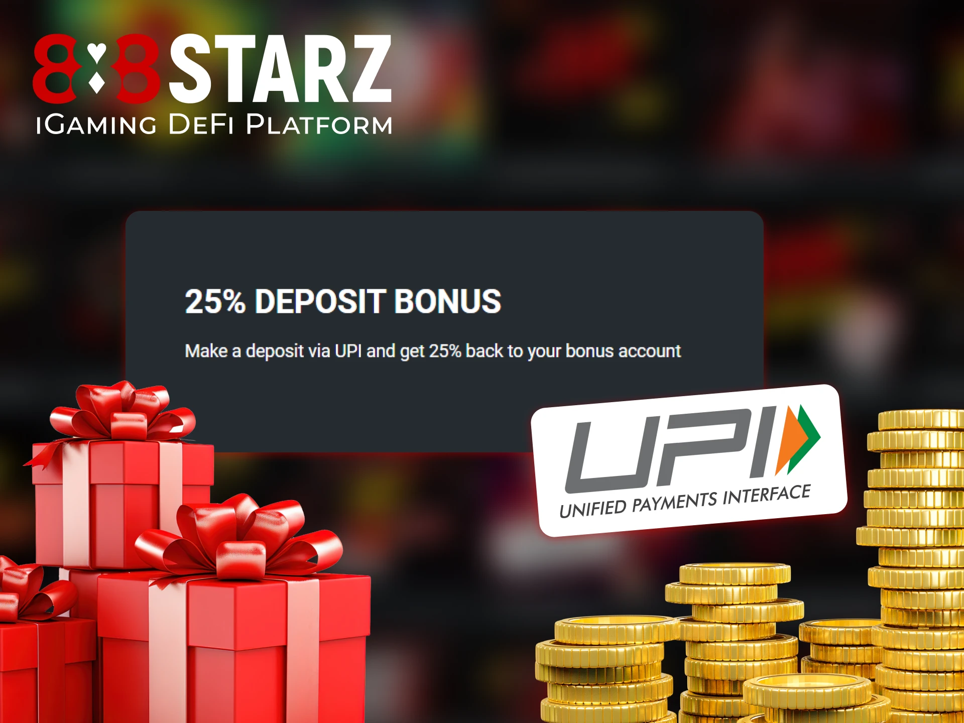 At 888Starz, fund your account using UPI and get a bonus.