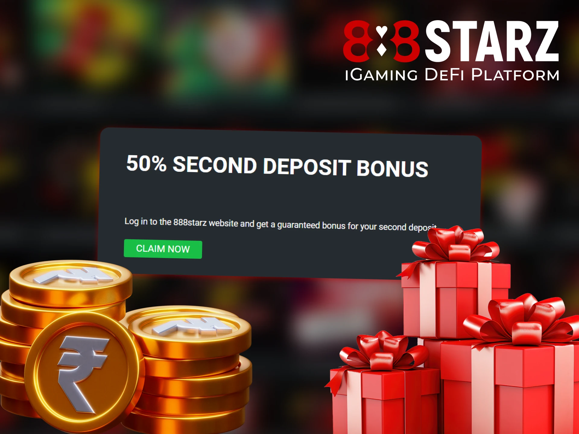 The 50% Second Deposit Bonus at 888Starz invites you to increase your deposit.