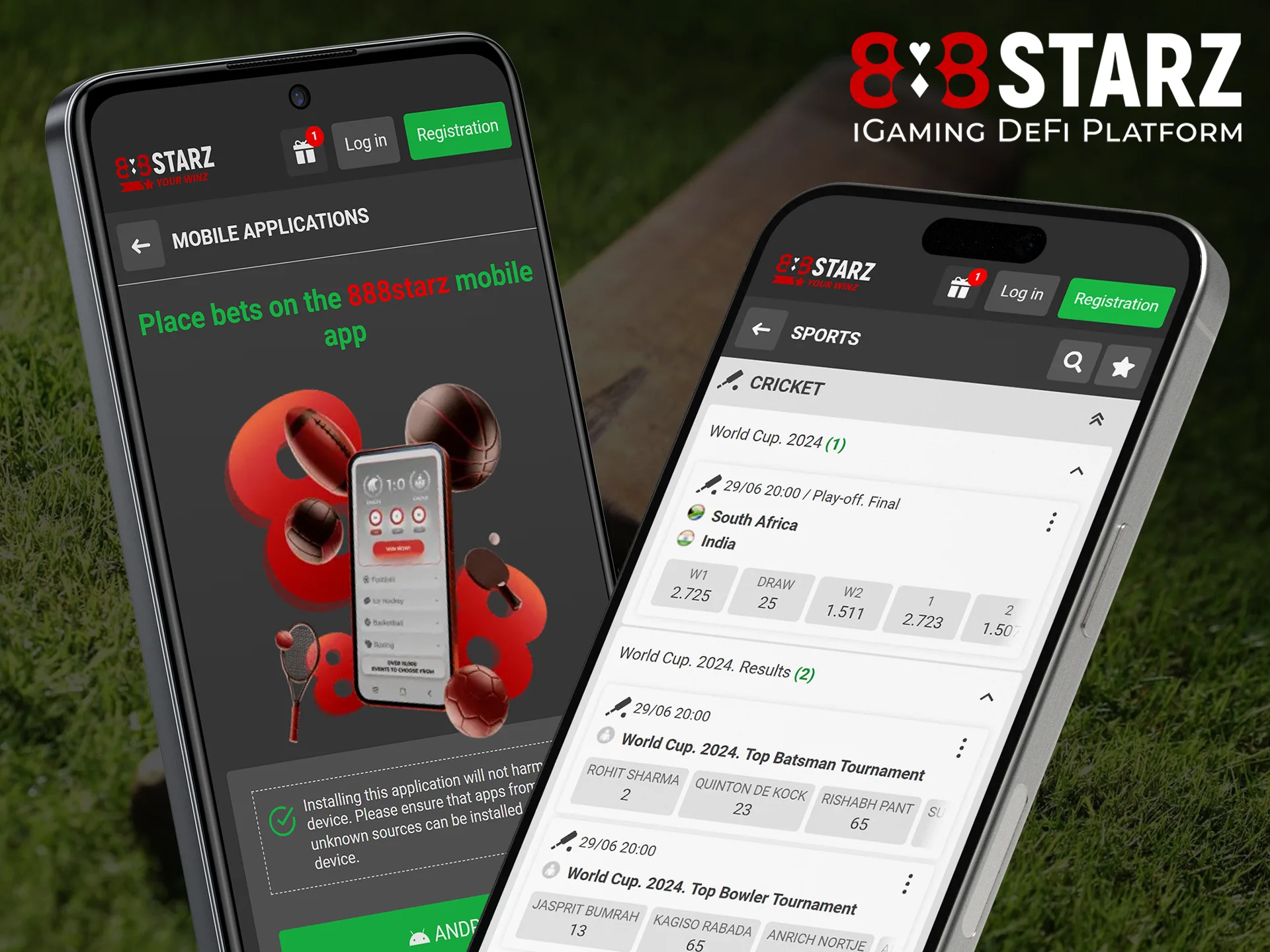 Install the 888Starz app to bet on cricket anytime.