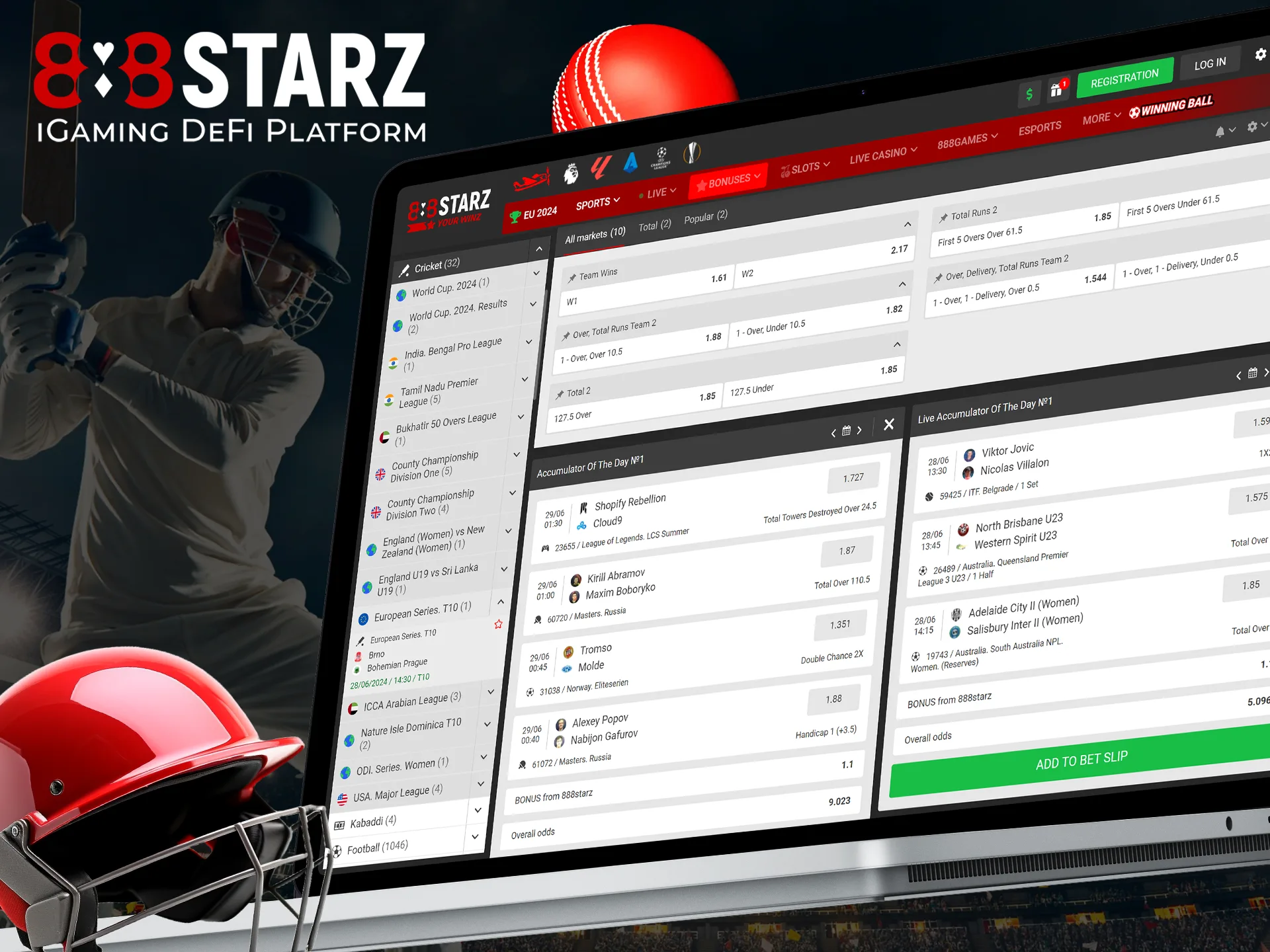 888Starz offers great odds for cricket betting.