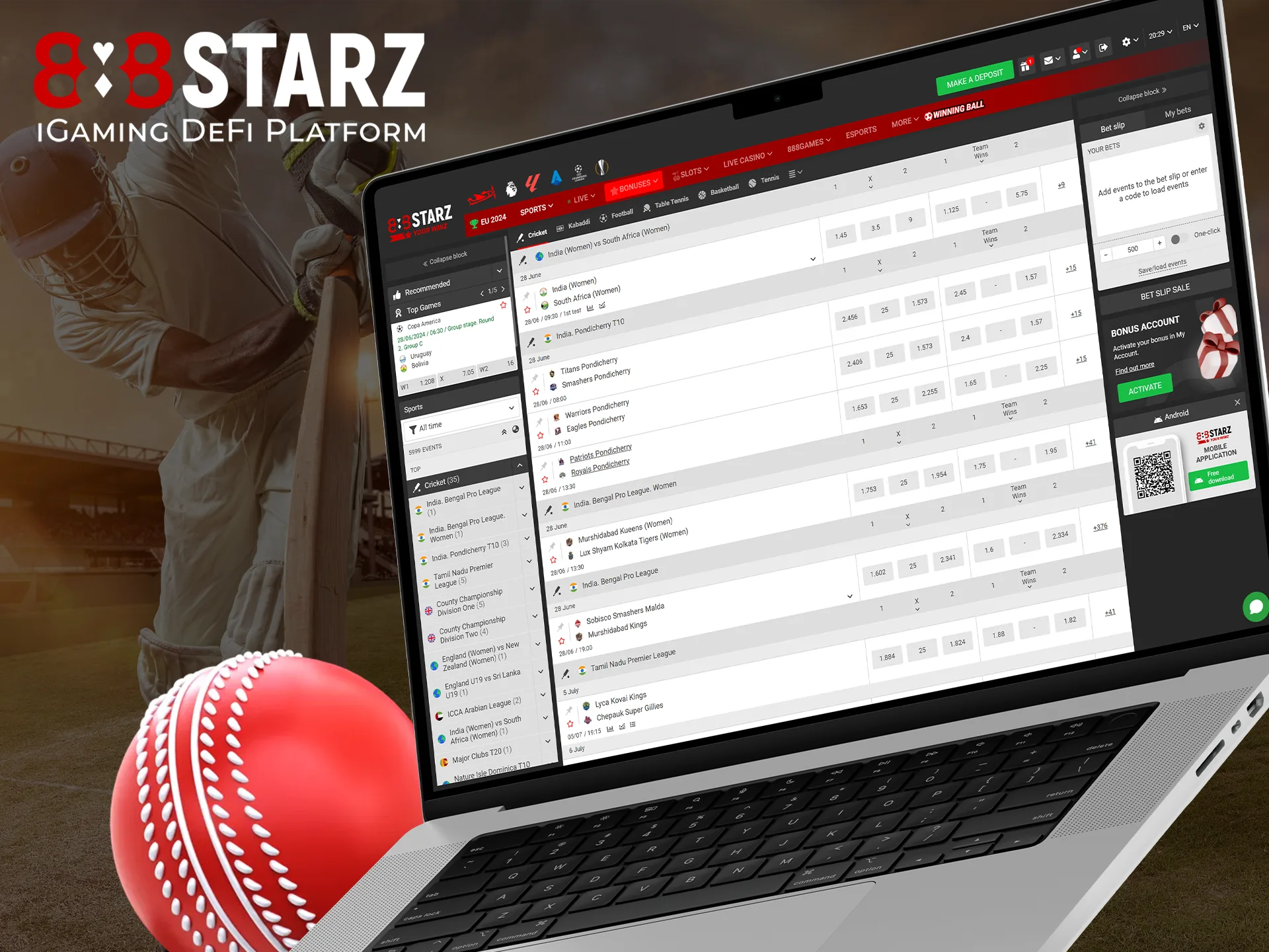 Join the world of cricket betting at 888Starz.