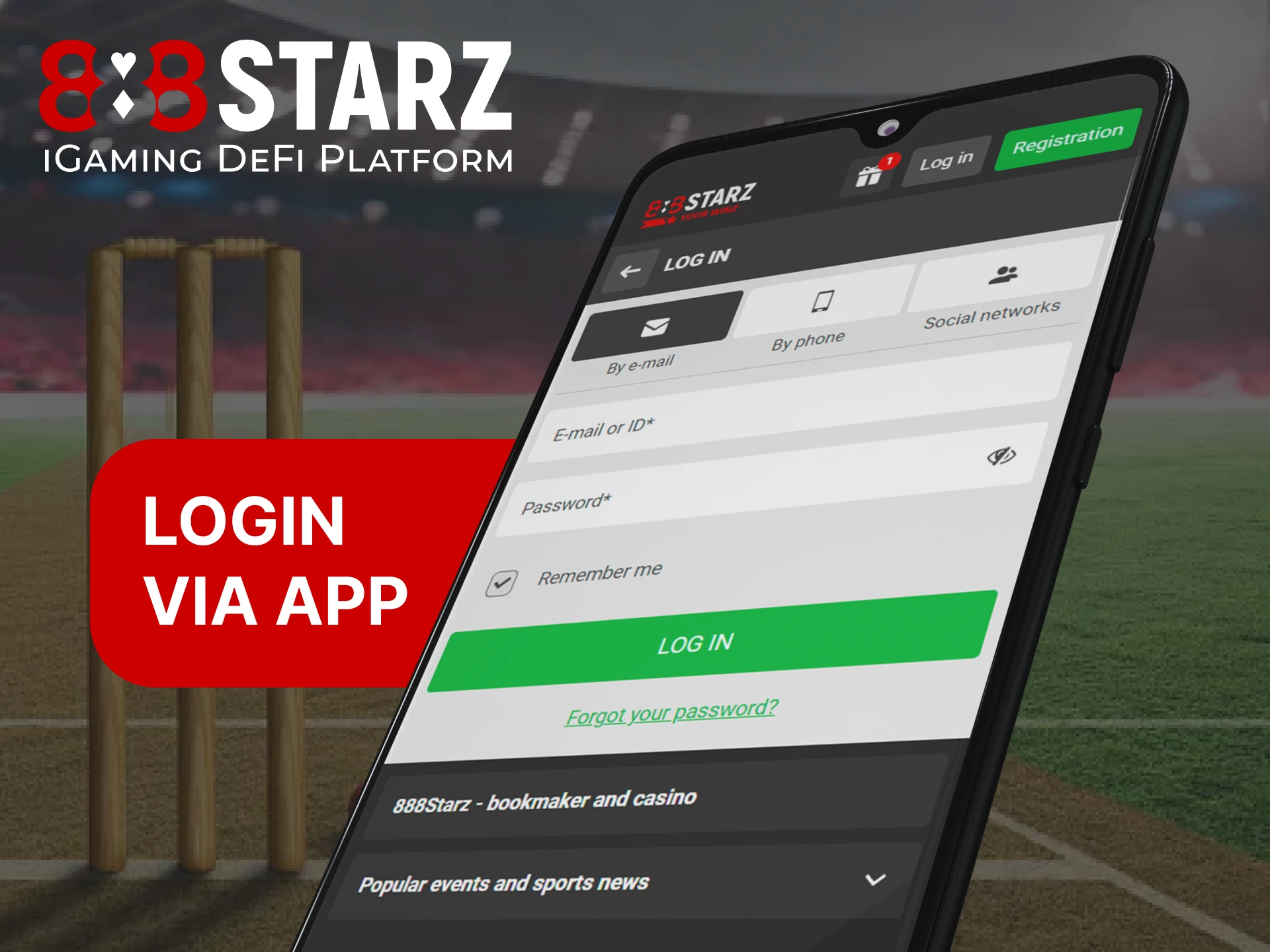 Log into your account using the 88Starz mobile app.