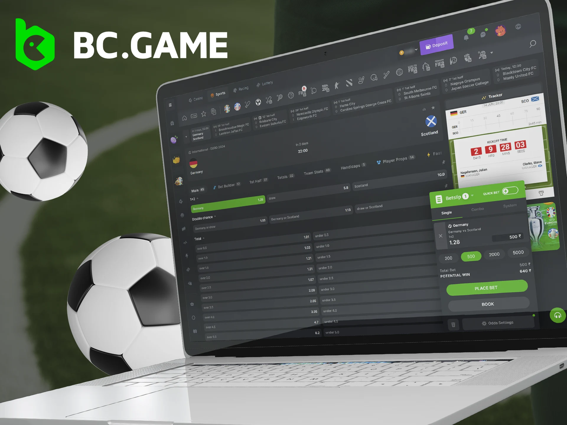 Decide on the outcome of the match, enter the amount and confirm the bet at BC Game.