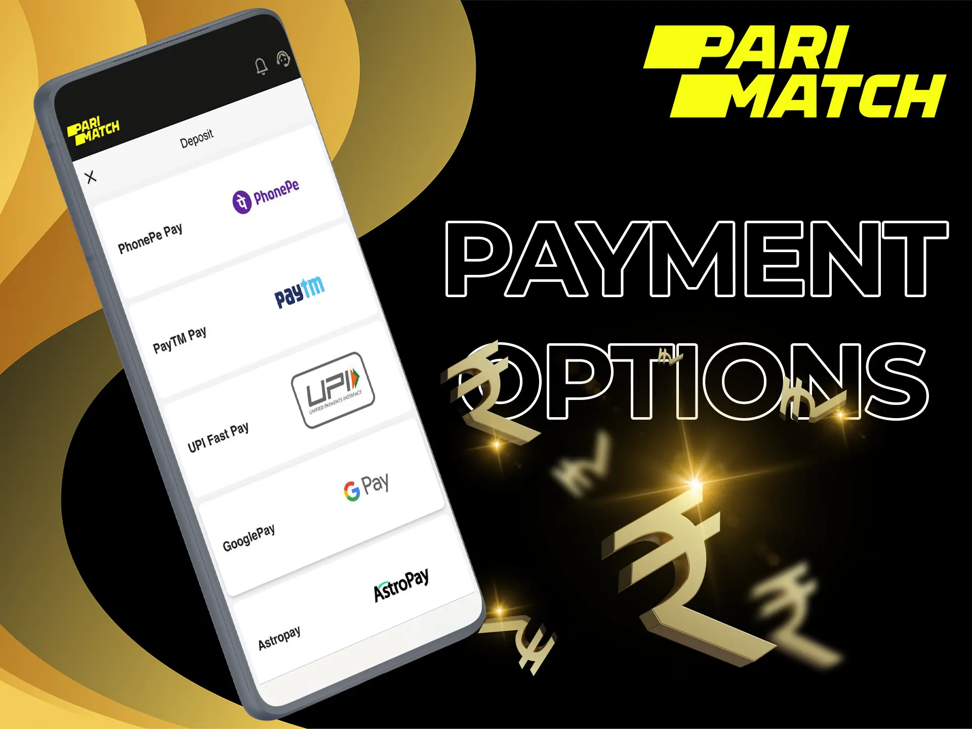 In the Parimatch app you will always find the most favourable and convenient methods of depositing into your account in the currency you need.