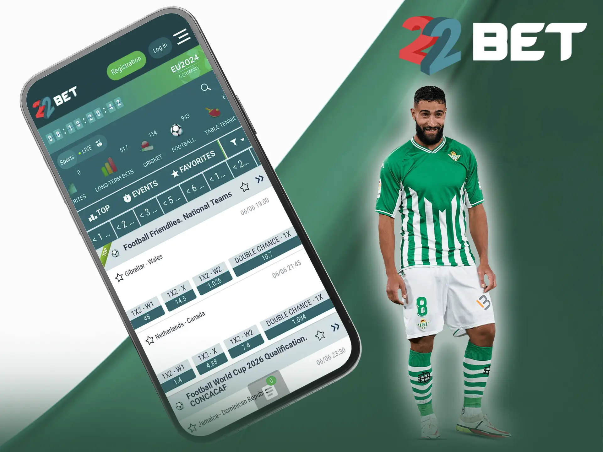 Instant payouts and an intuitive interface, you'll find it all in the 22Bet app.