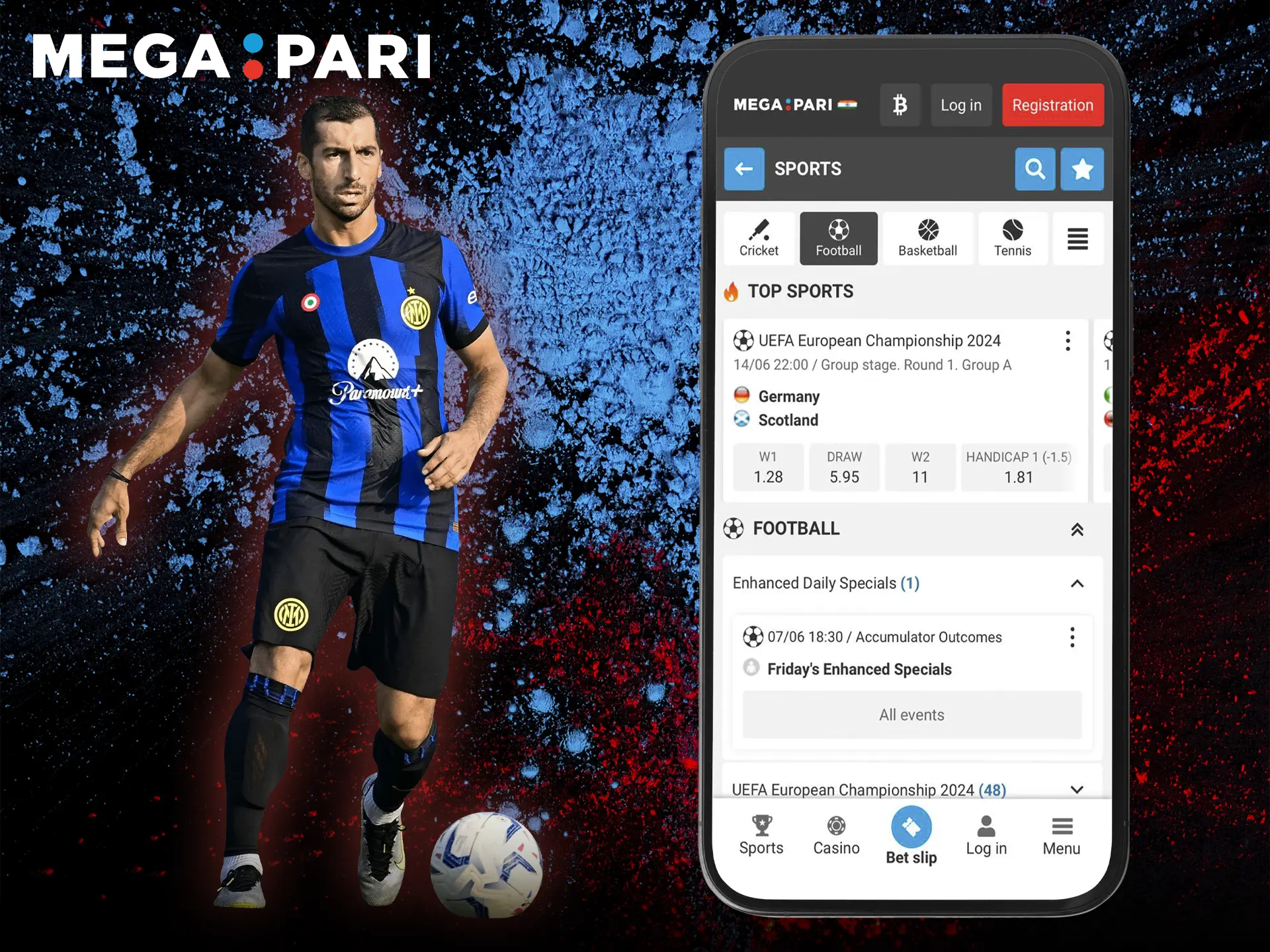 In the Megapari app you will always find the most important football tournaments and you can easily place your bets.