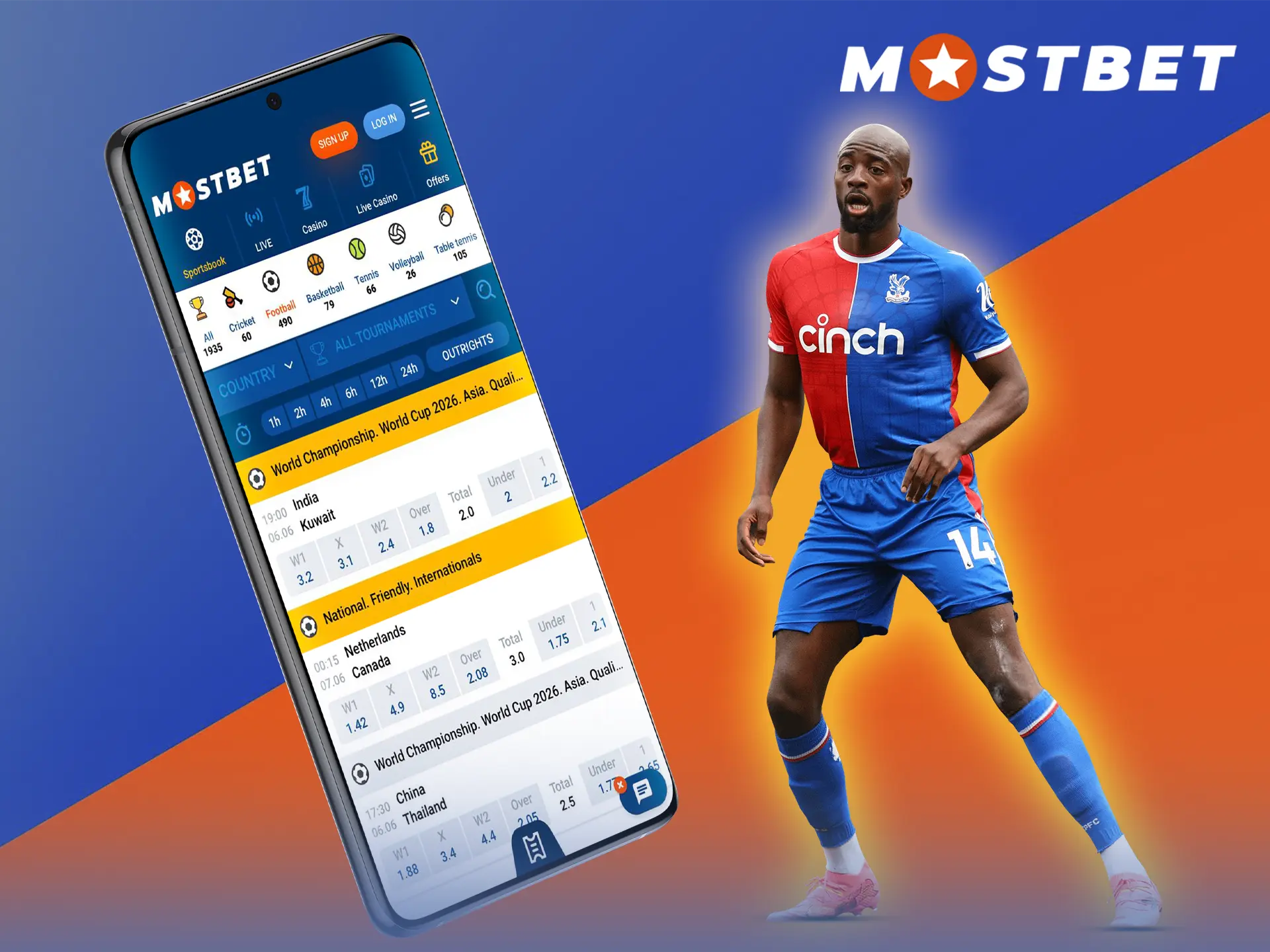 Mostbet gives its users high odds on football events and an app with instant download.
