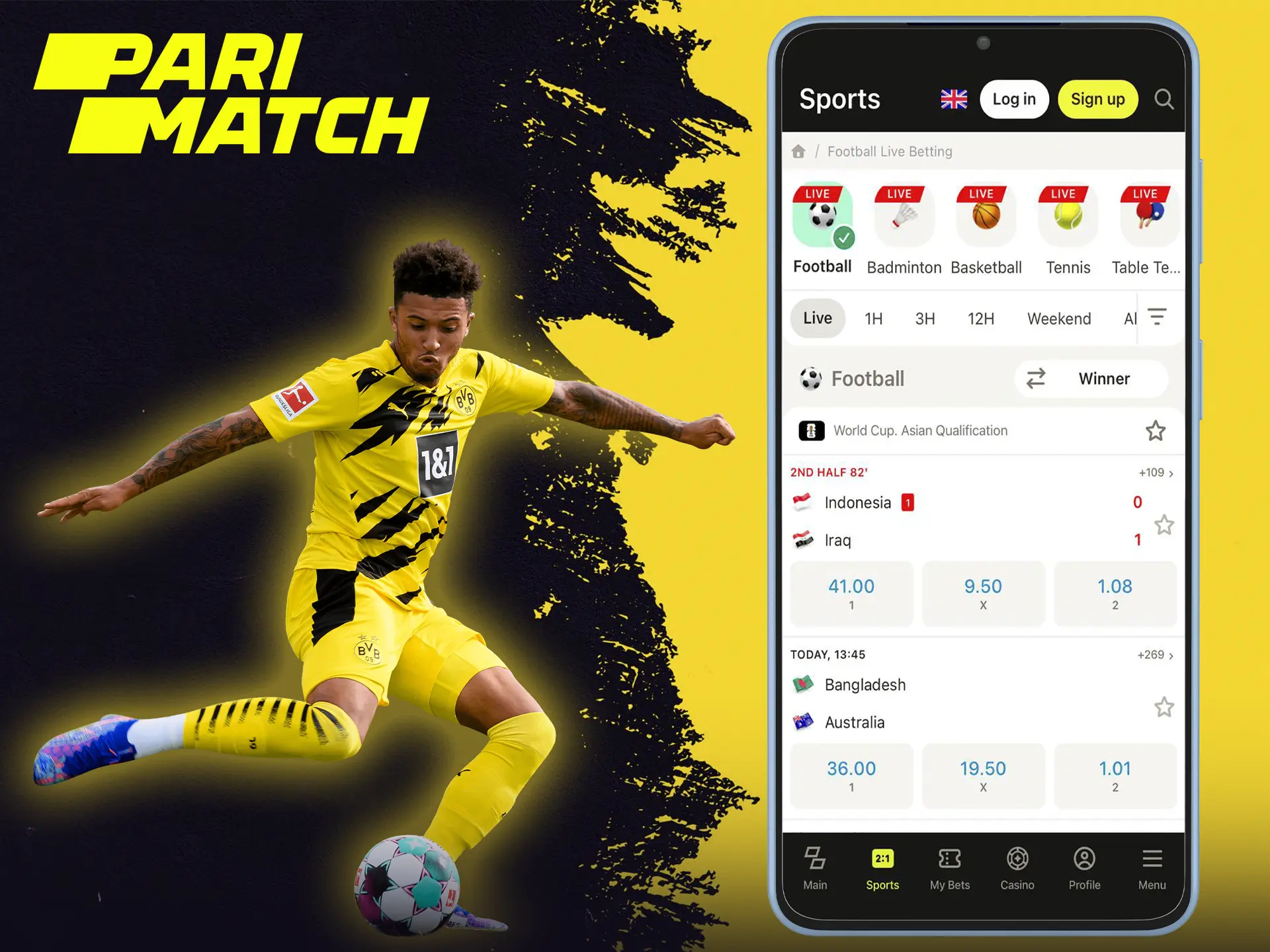 Use the Parimatch app to bet on football quickly and with great odds.