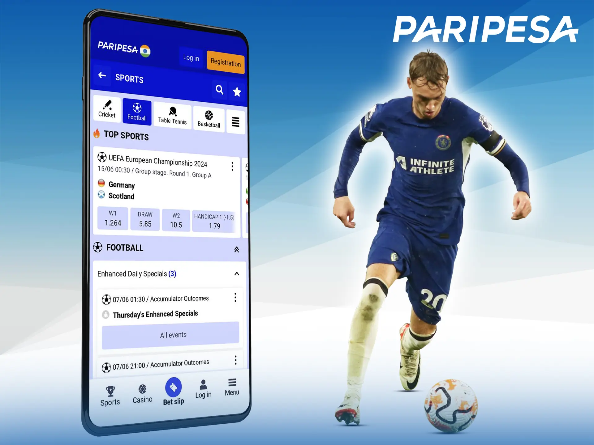 The Paripesa app gives you regular match statistics updates and favourable conditions when betting on football.
