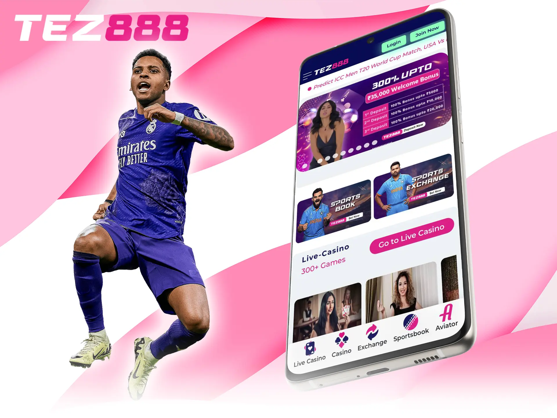 Tez888 is a performance app with the ability to bet on football live.