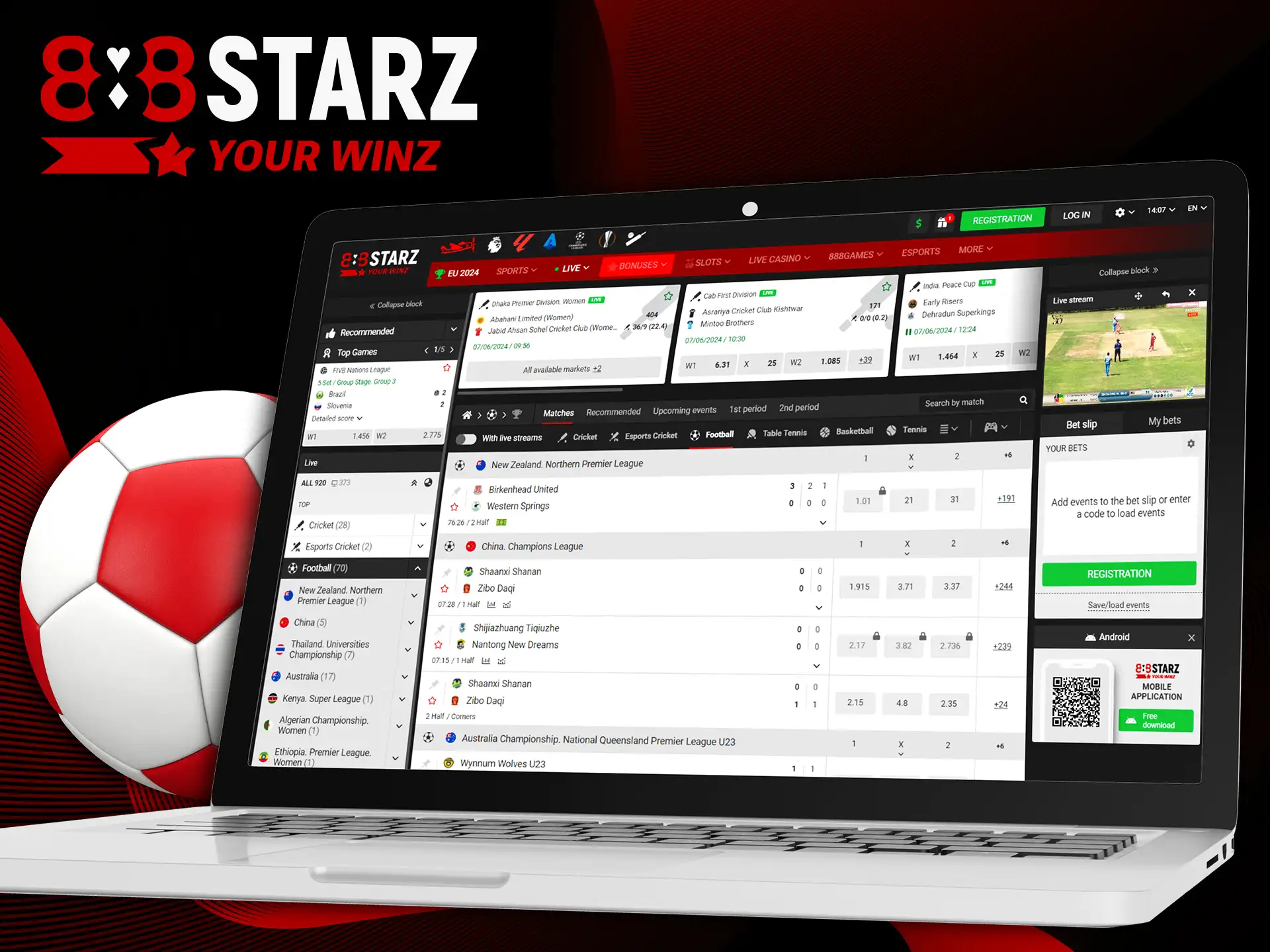 Bet on football with the licensed 888Starz casino.