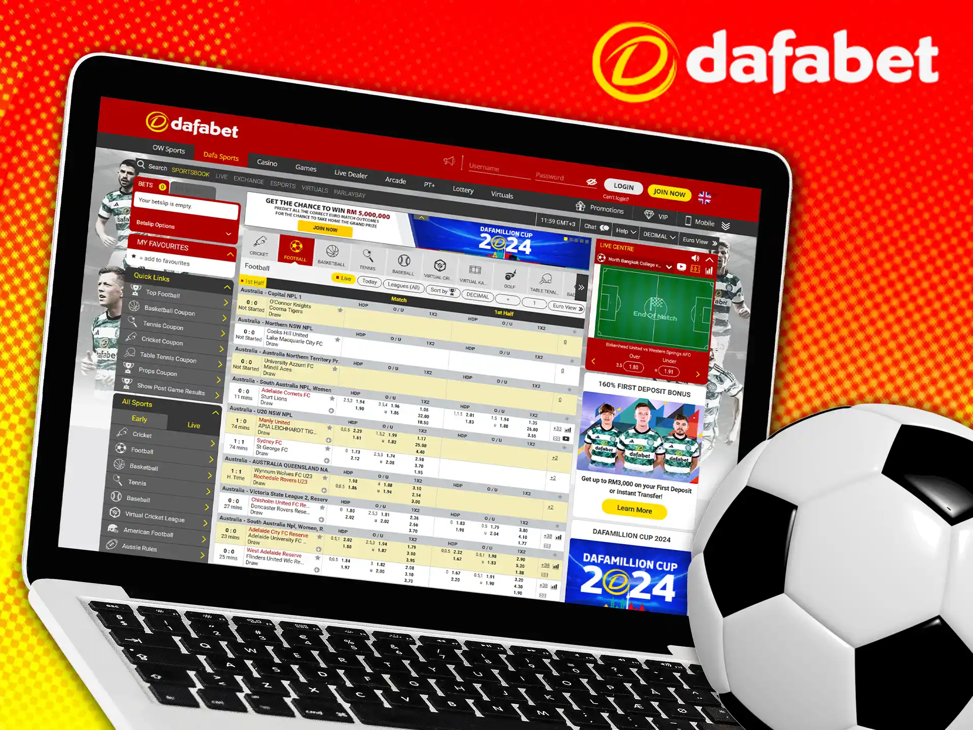 For over 20 years, Dafabet has been providing safe football betting services.