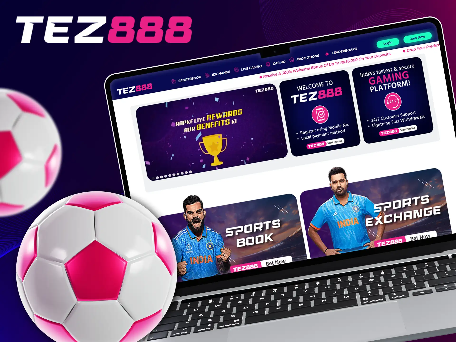 Bet on football matches at the new Tez888 casino.
