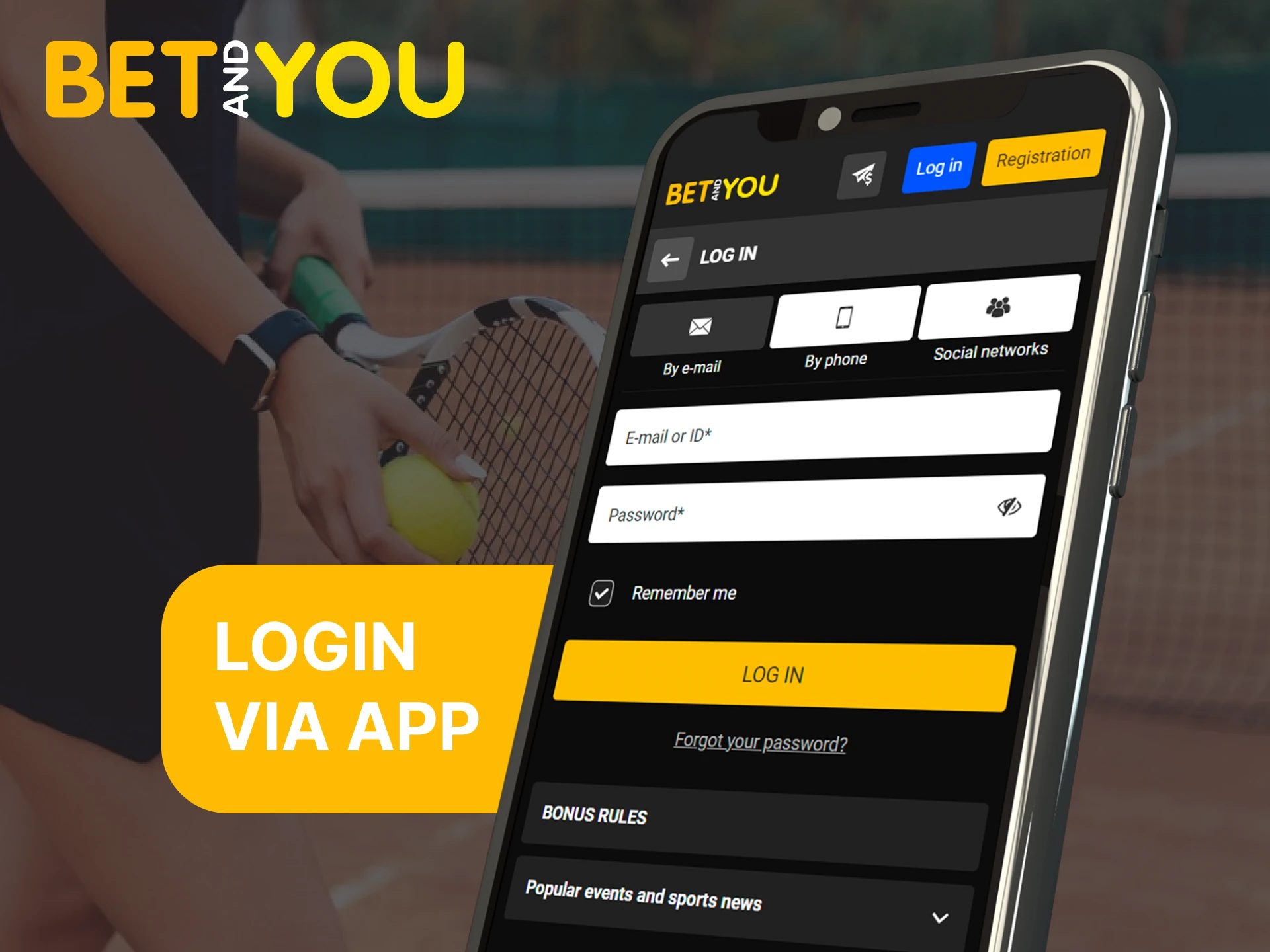 Download the Betandyou mobile app and log in to your account.