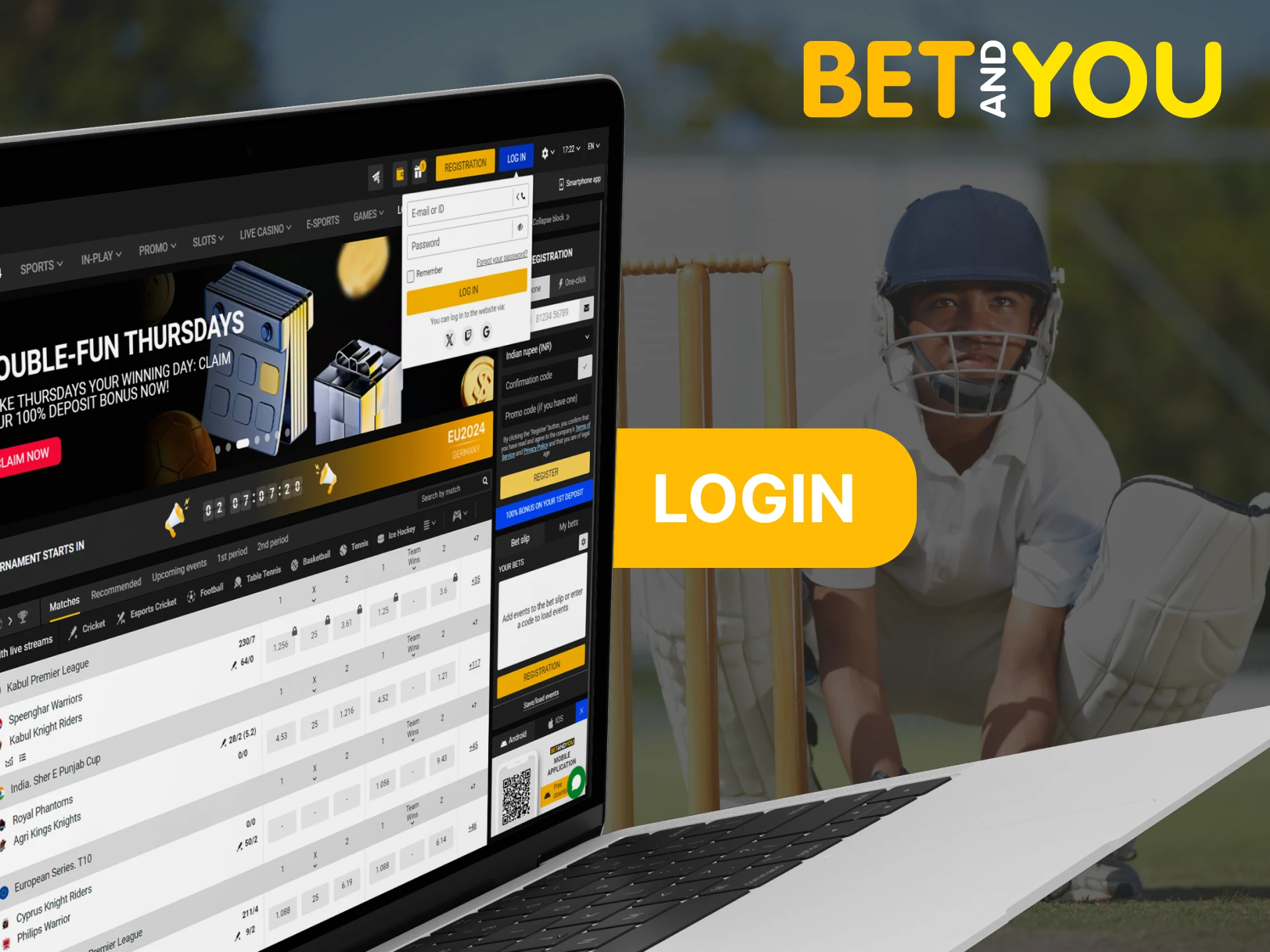 Login to your Betandyou account by following a few steps.