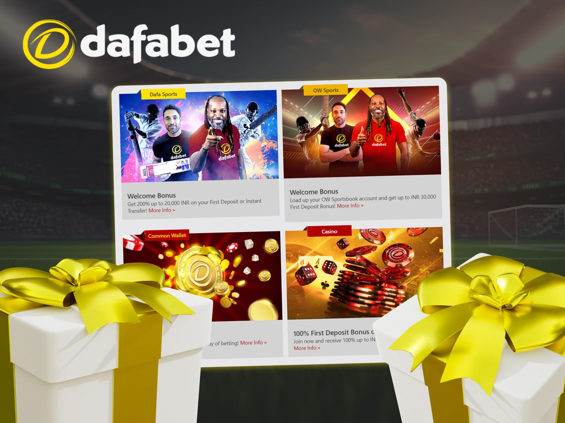 Dafabet offers many different sports and casino bonuses, register to use them.