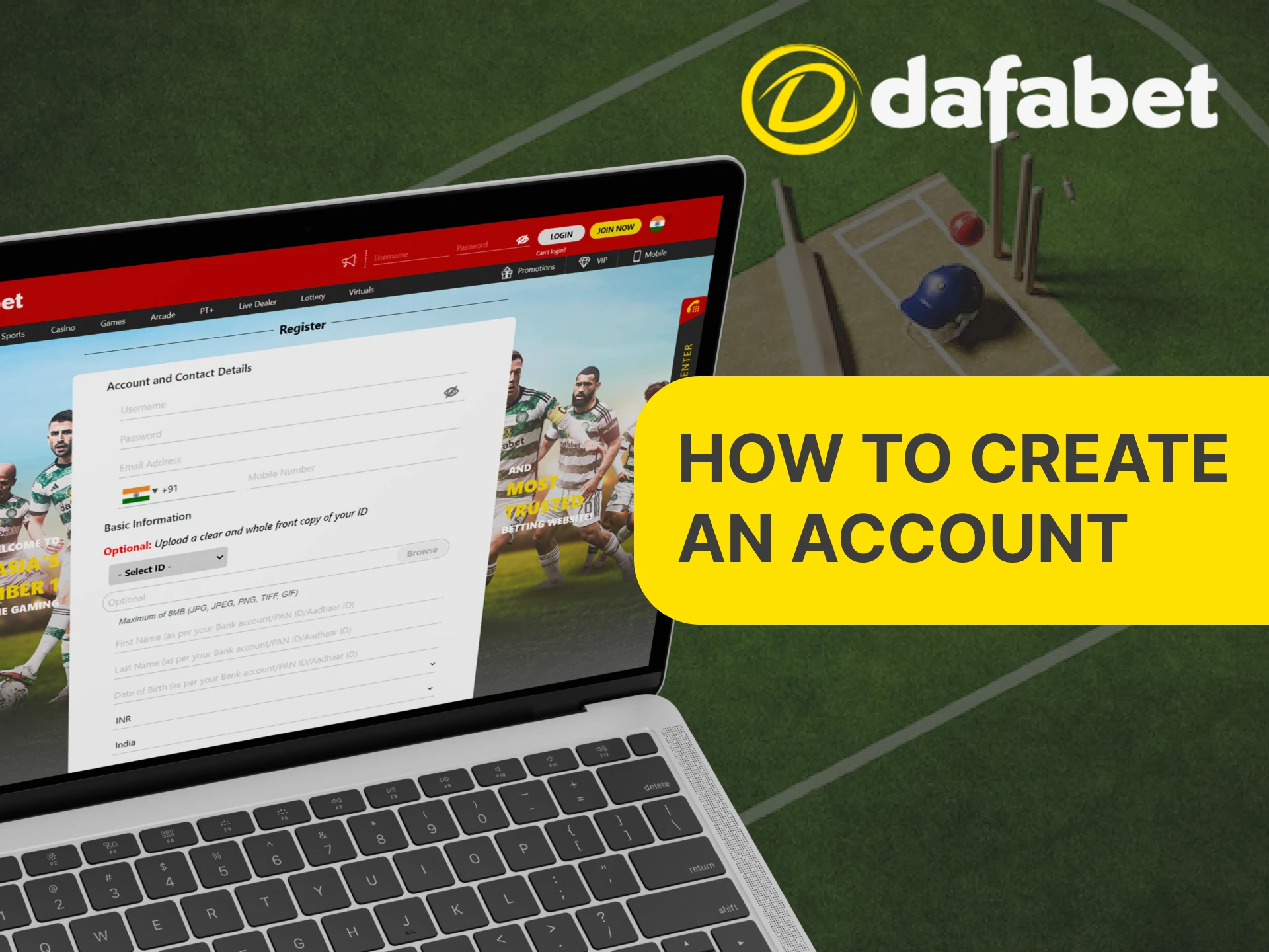 Register at the official Dafabet casino.