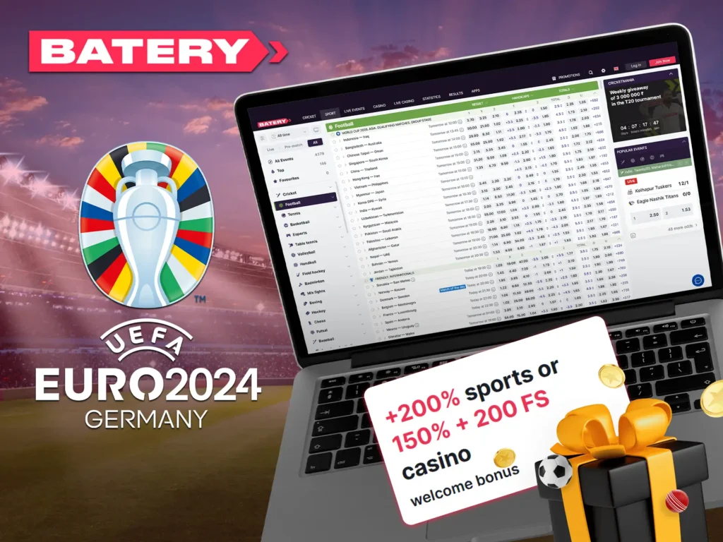 Bet on Euro 2024 with Batery and get a welcome bonus on registration.