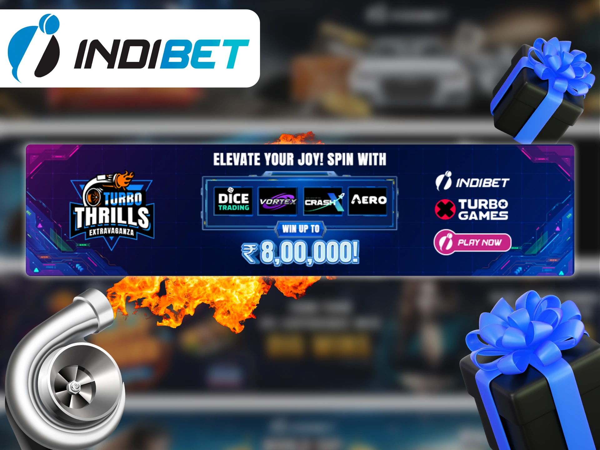 Take part in the Indibet The Turbo Thrills Extravaganza event and win prizes.