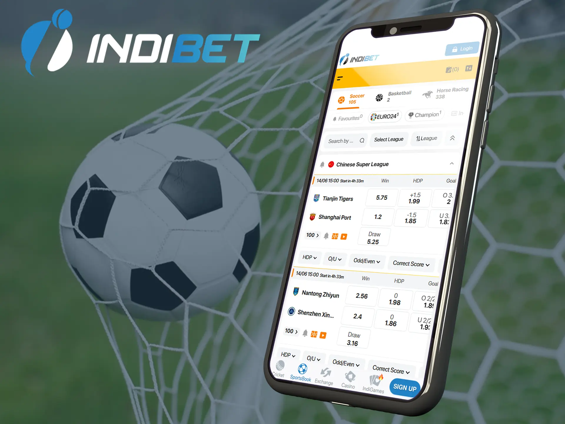 Download the Indibet mobile app for betting on football matches and tournaments.