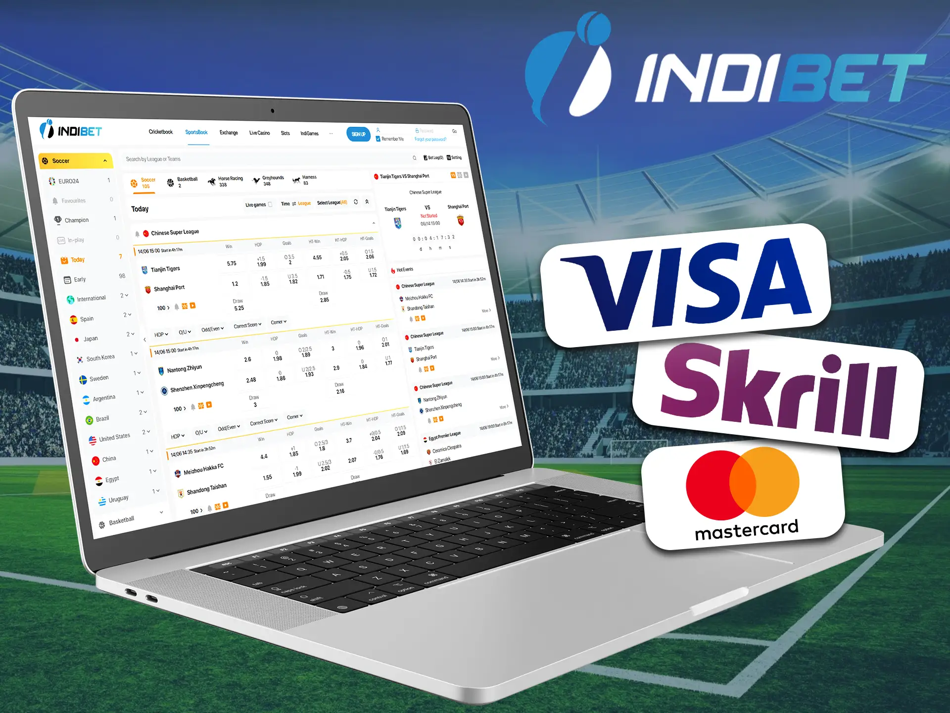 Indibet offers several payment methods for making a deposit.