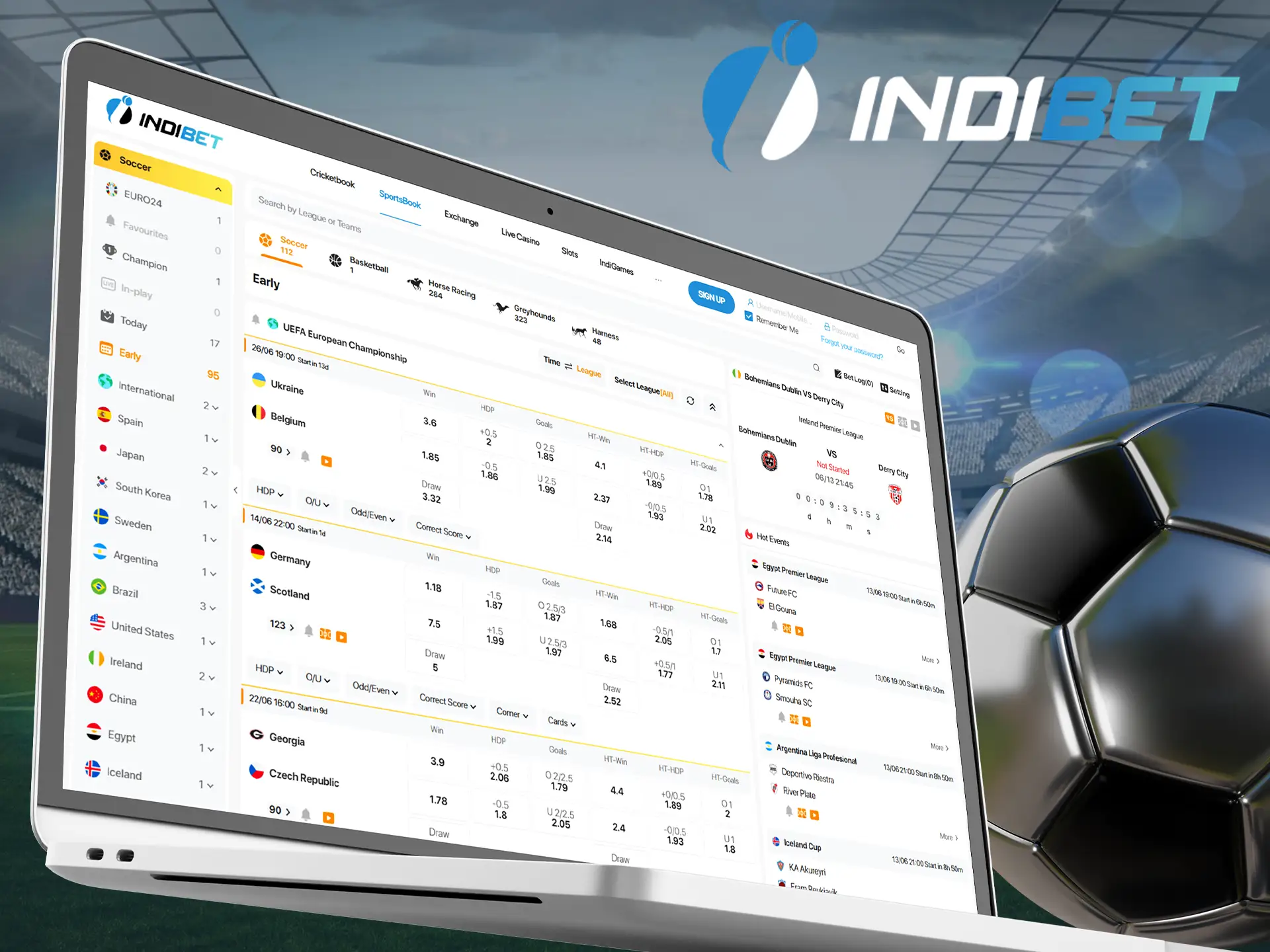 Indibet is a very convenient and modern football betting platform.