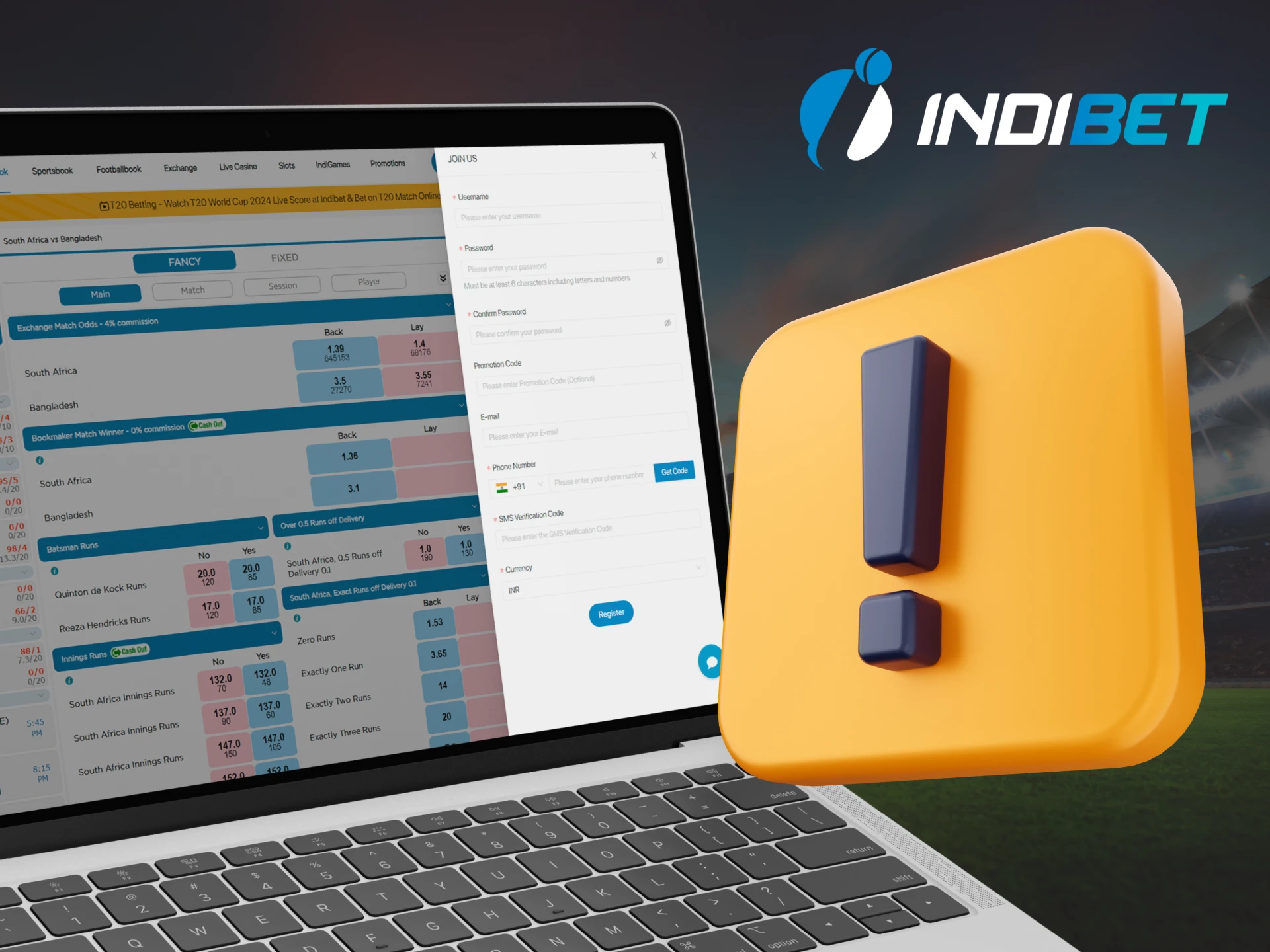 Here are the common problems when registering with Indibet.
