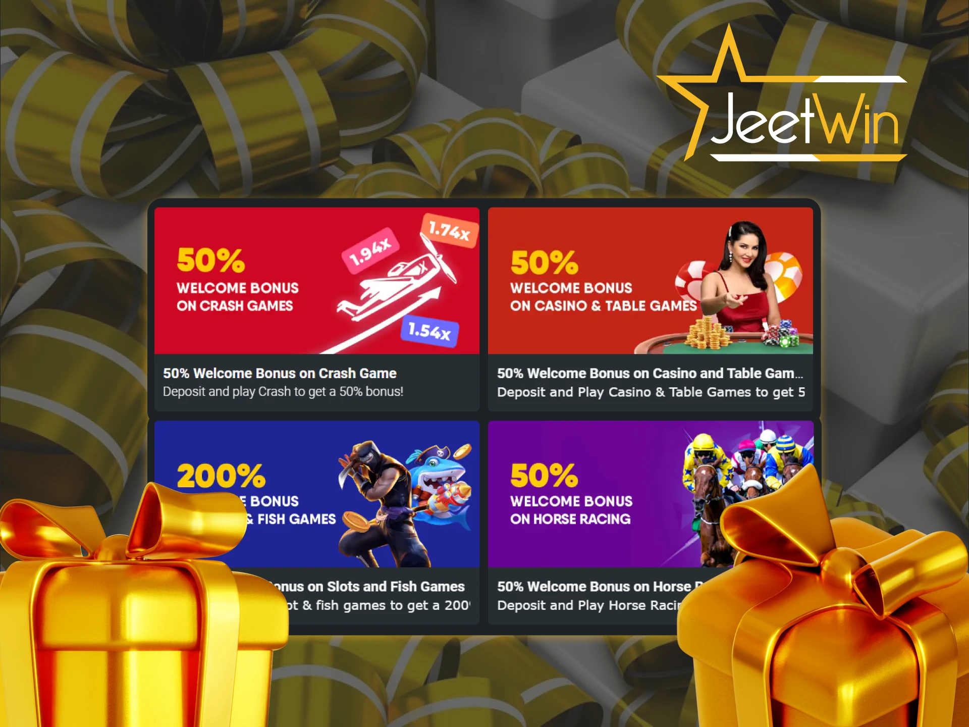 After registering with Jeetwin, you can choose the bonus you like.