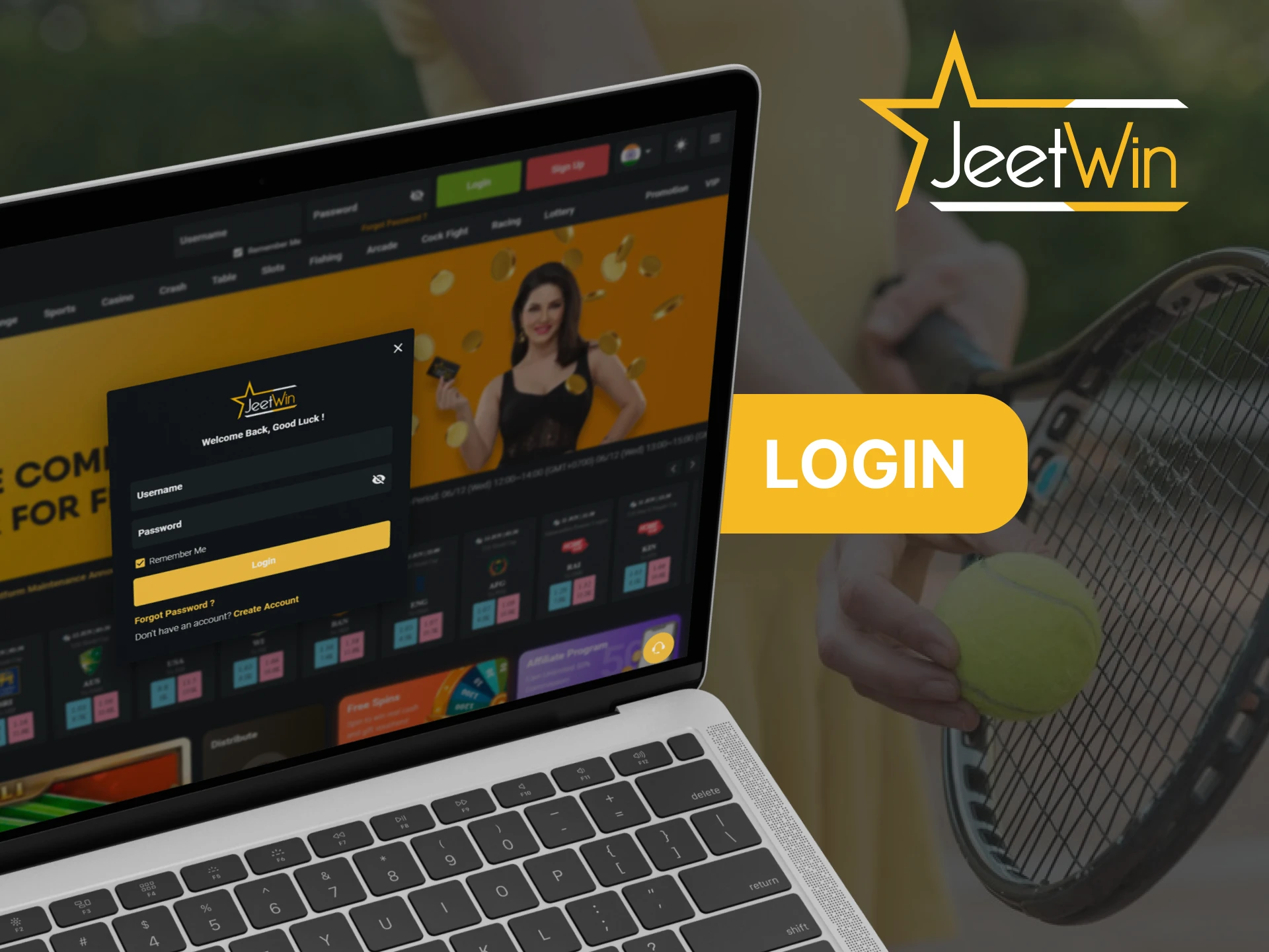 Login to Jeetwin by finding the login form on the home page.
