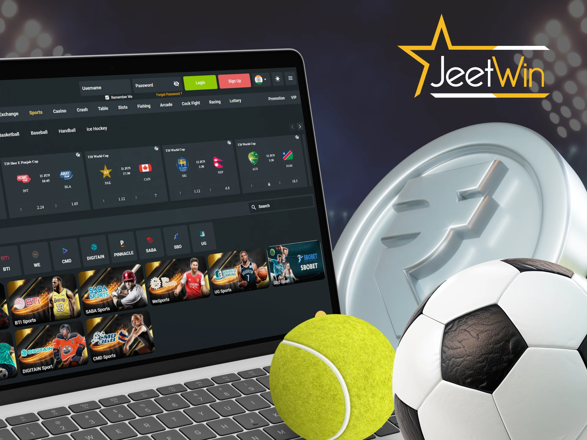 Jeetwin has a large sports betting section.