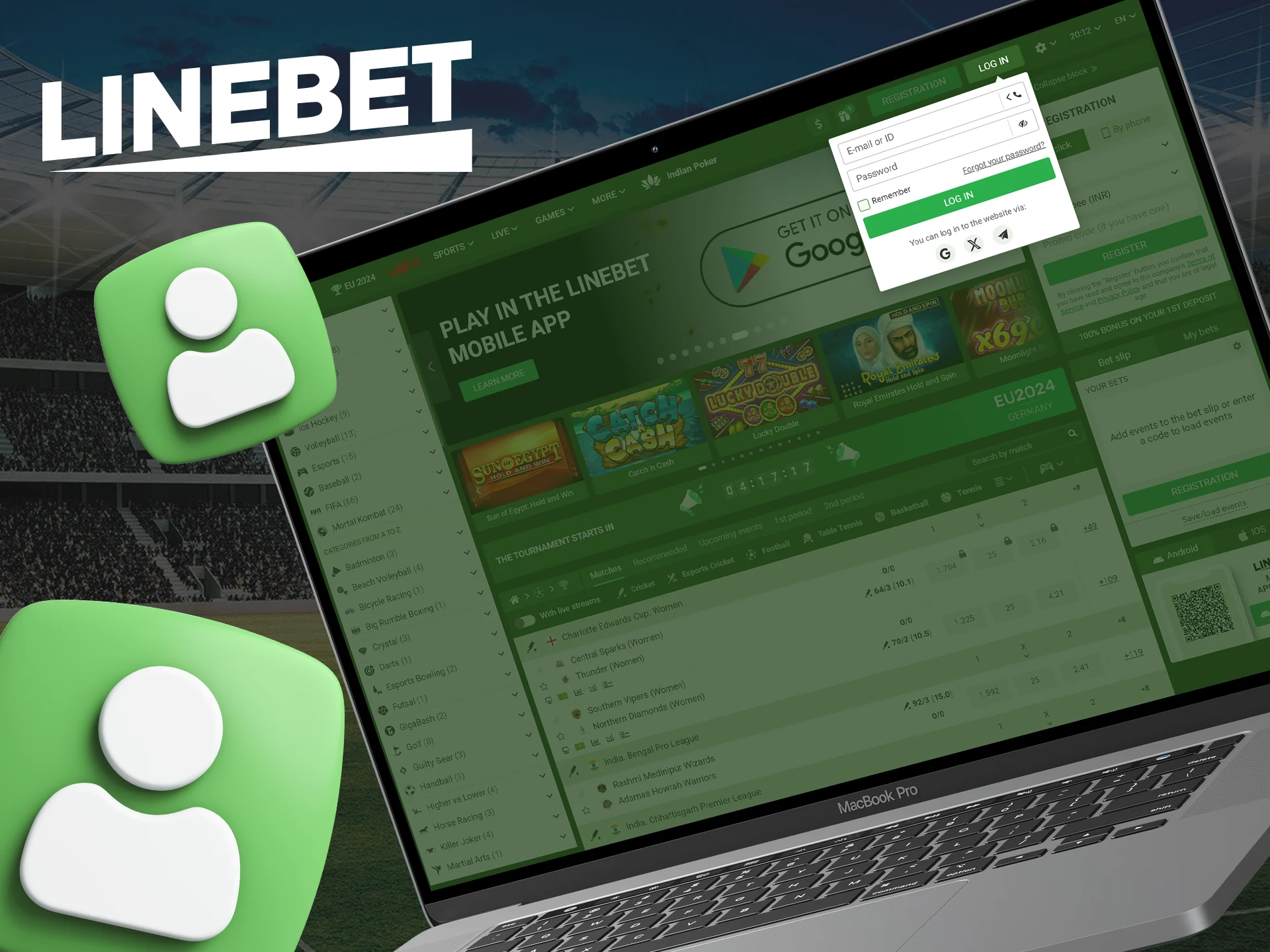 Enter your username and password to access your Linebet account.