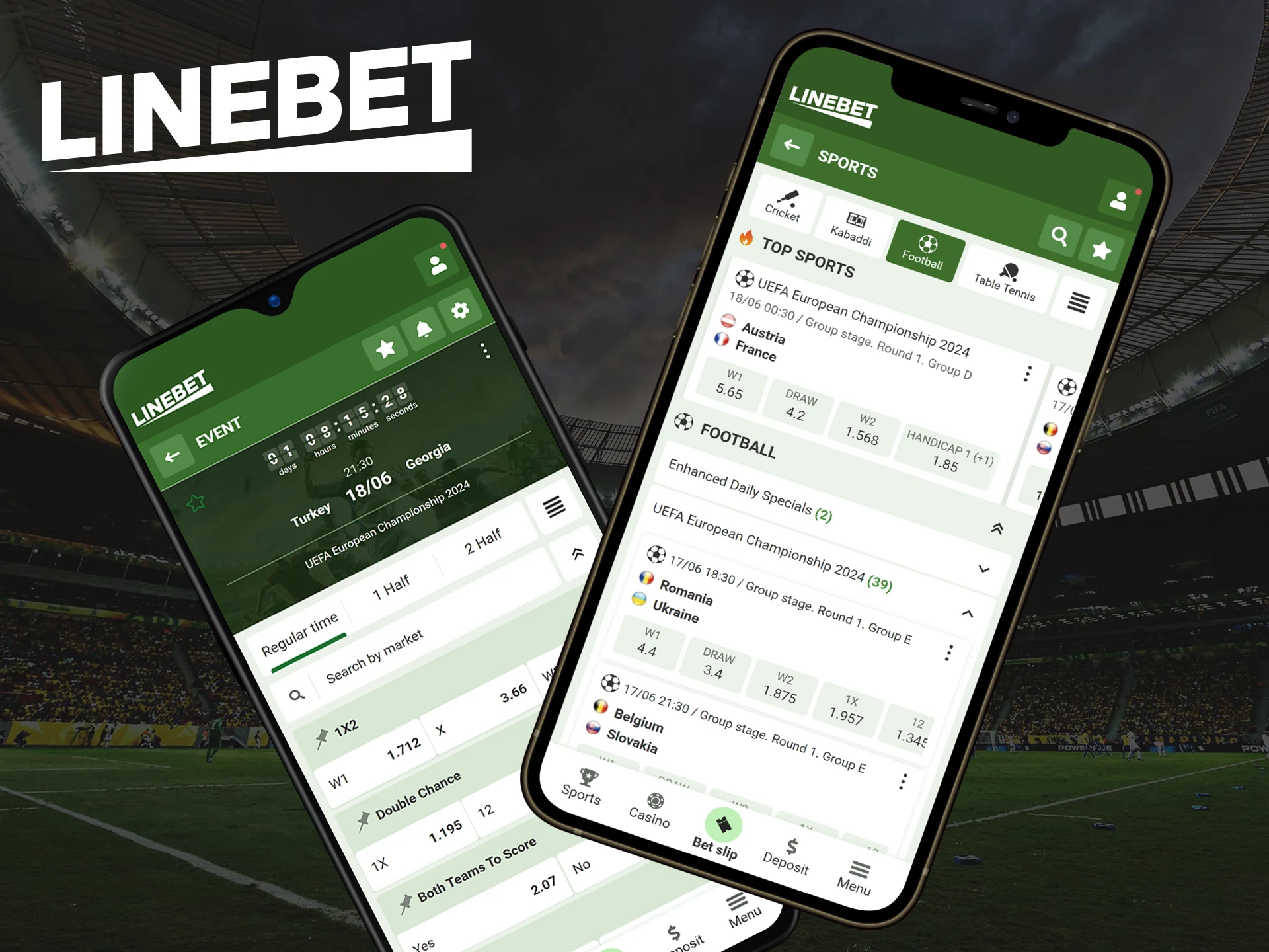 Download the Linebet mobile app and bet on your favorite football teams anywhere.