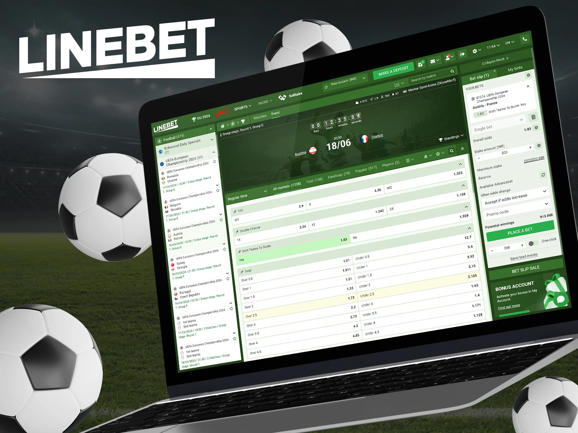 Choose the desired outcome and confirm your bet at Linebet.