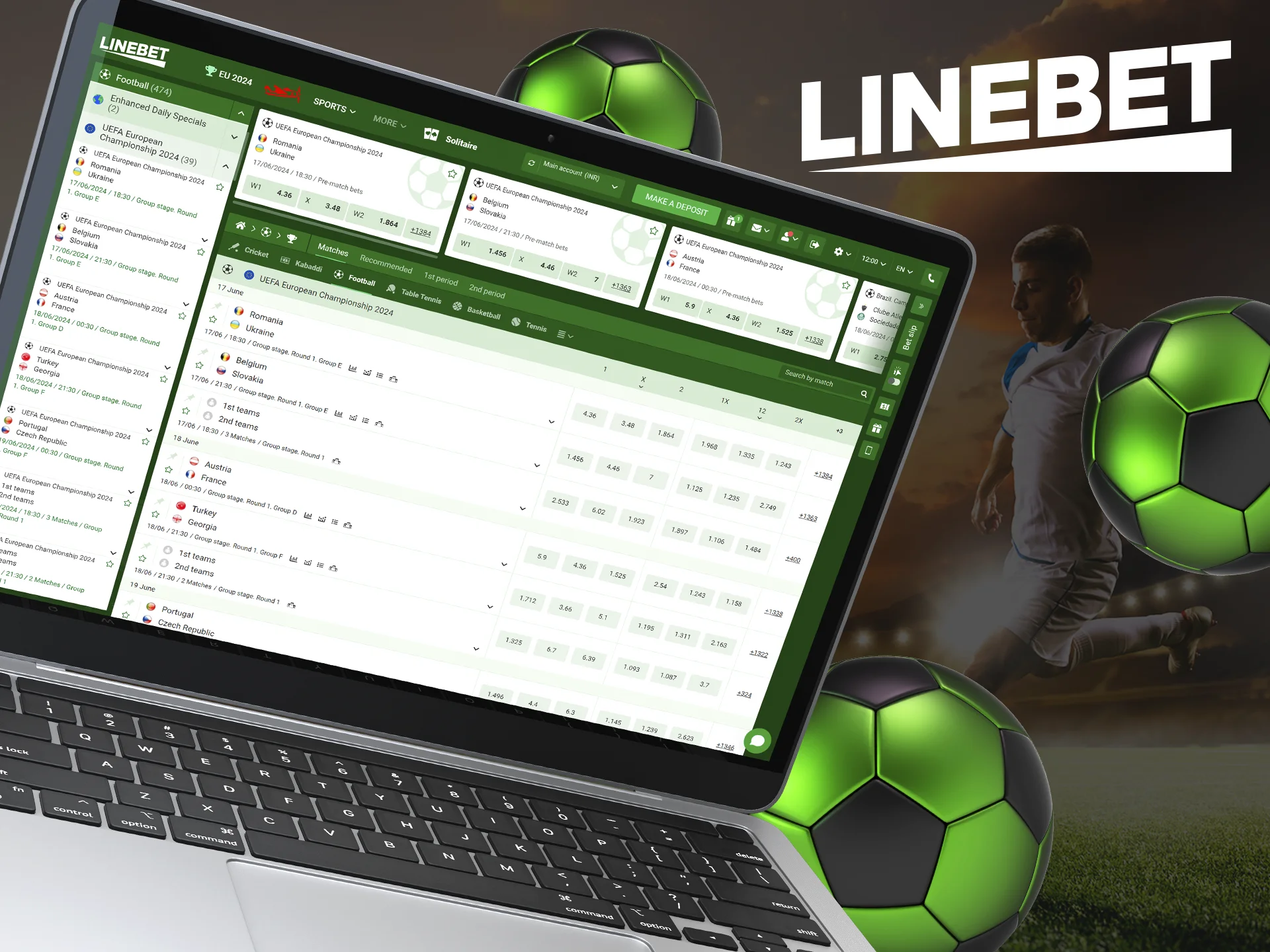 Place your bets on football matches at Linebet.