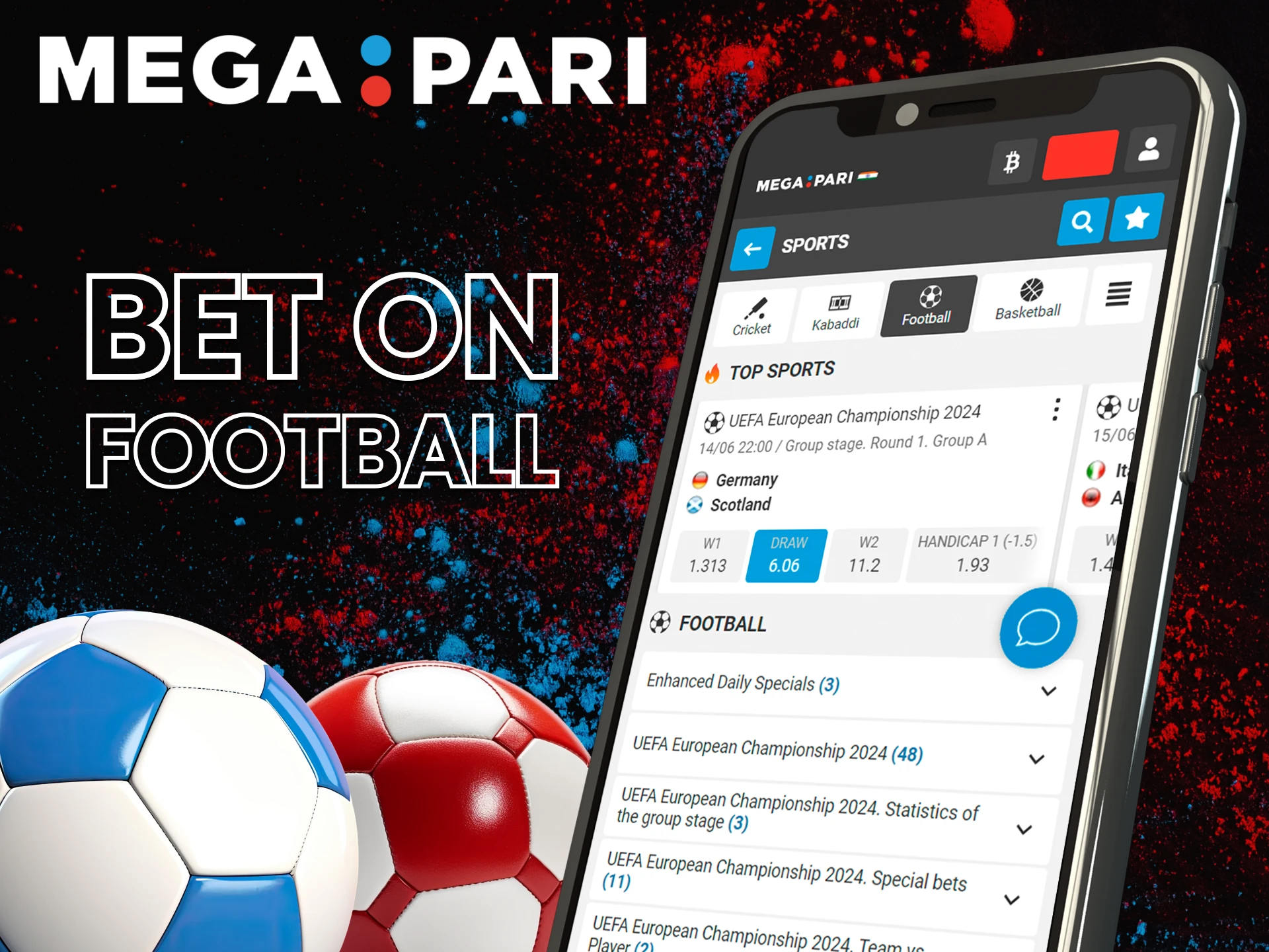 Place bets on football wherever you are using the Megapari mobile app.