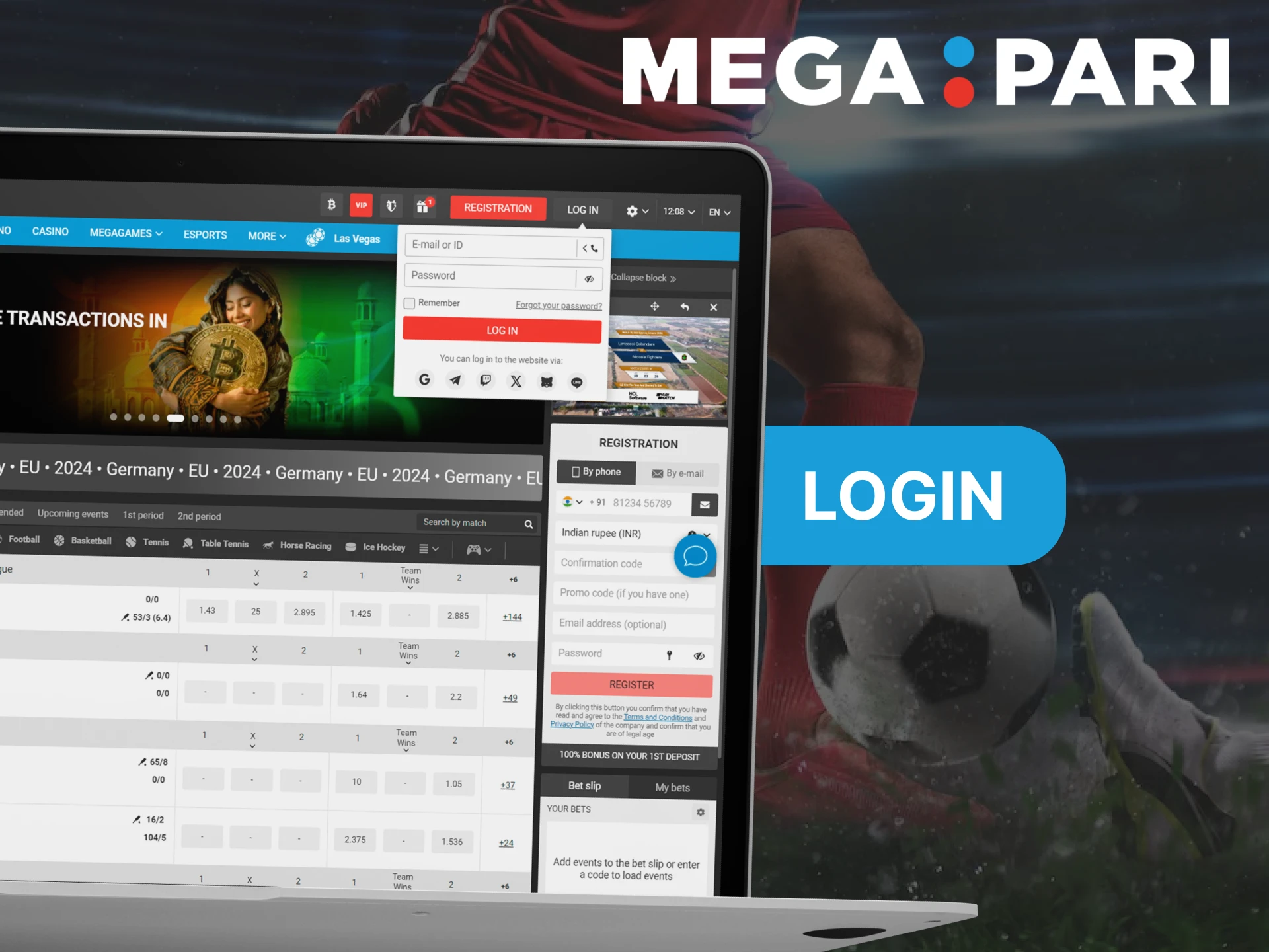 To login Megapari, fill in the information fields.