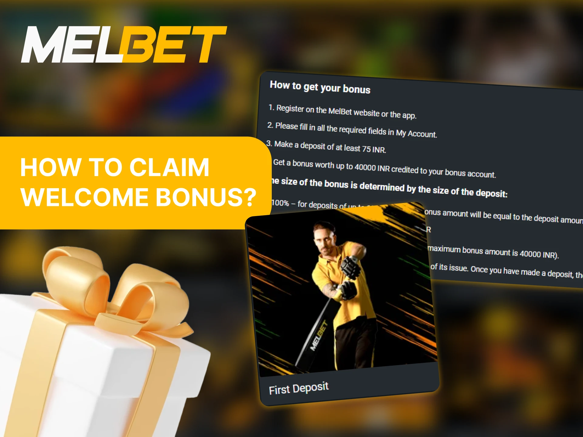 Claiming the Melbet welcome bonus is easy.