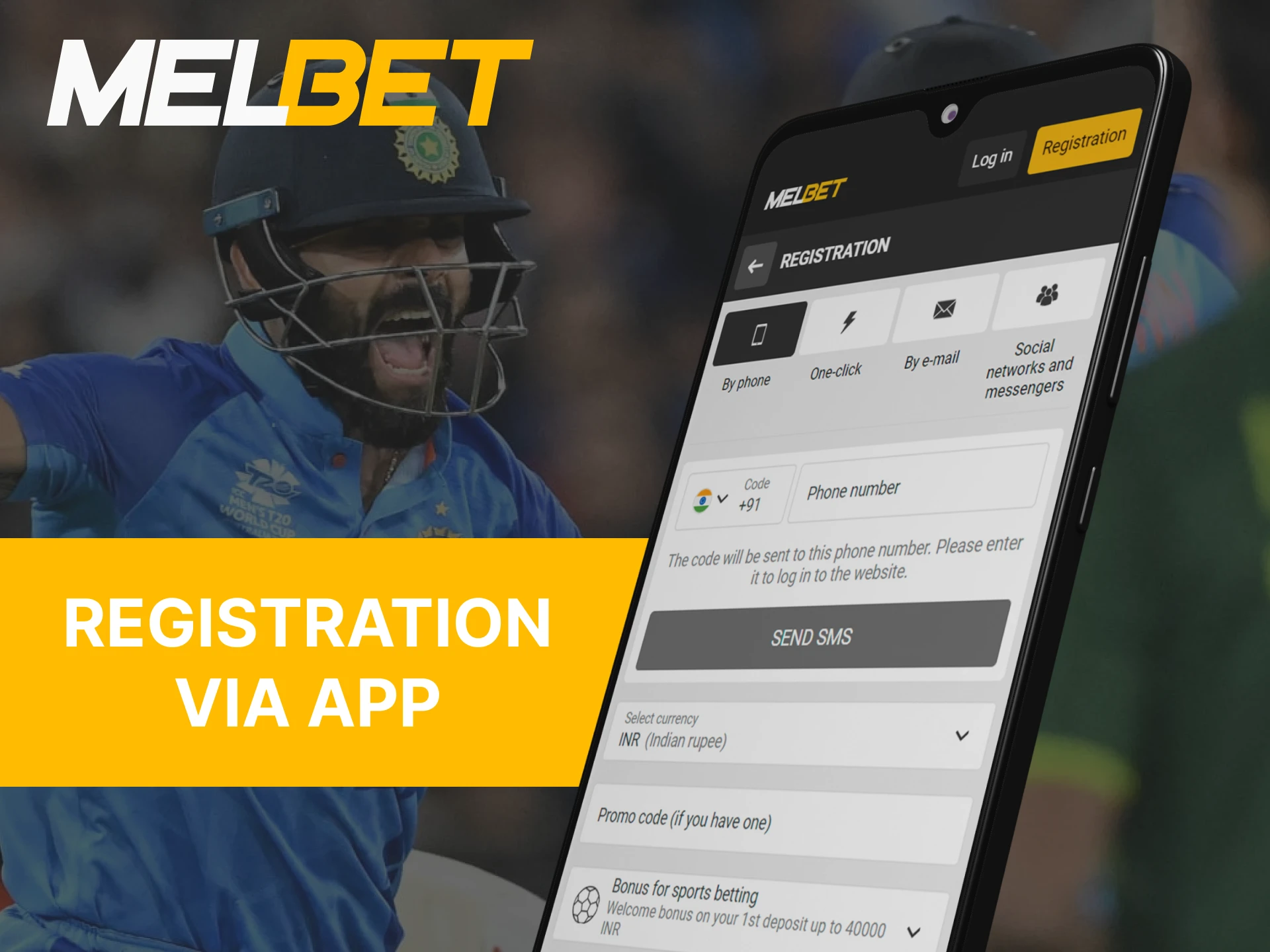 Registration with Melbet through the mobile app is the same as on the website.