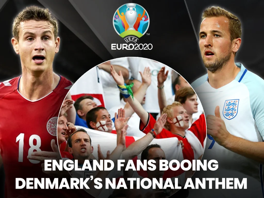 Disrespectful behavior by England fans towards the Danish team.