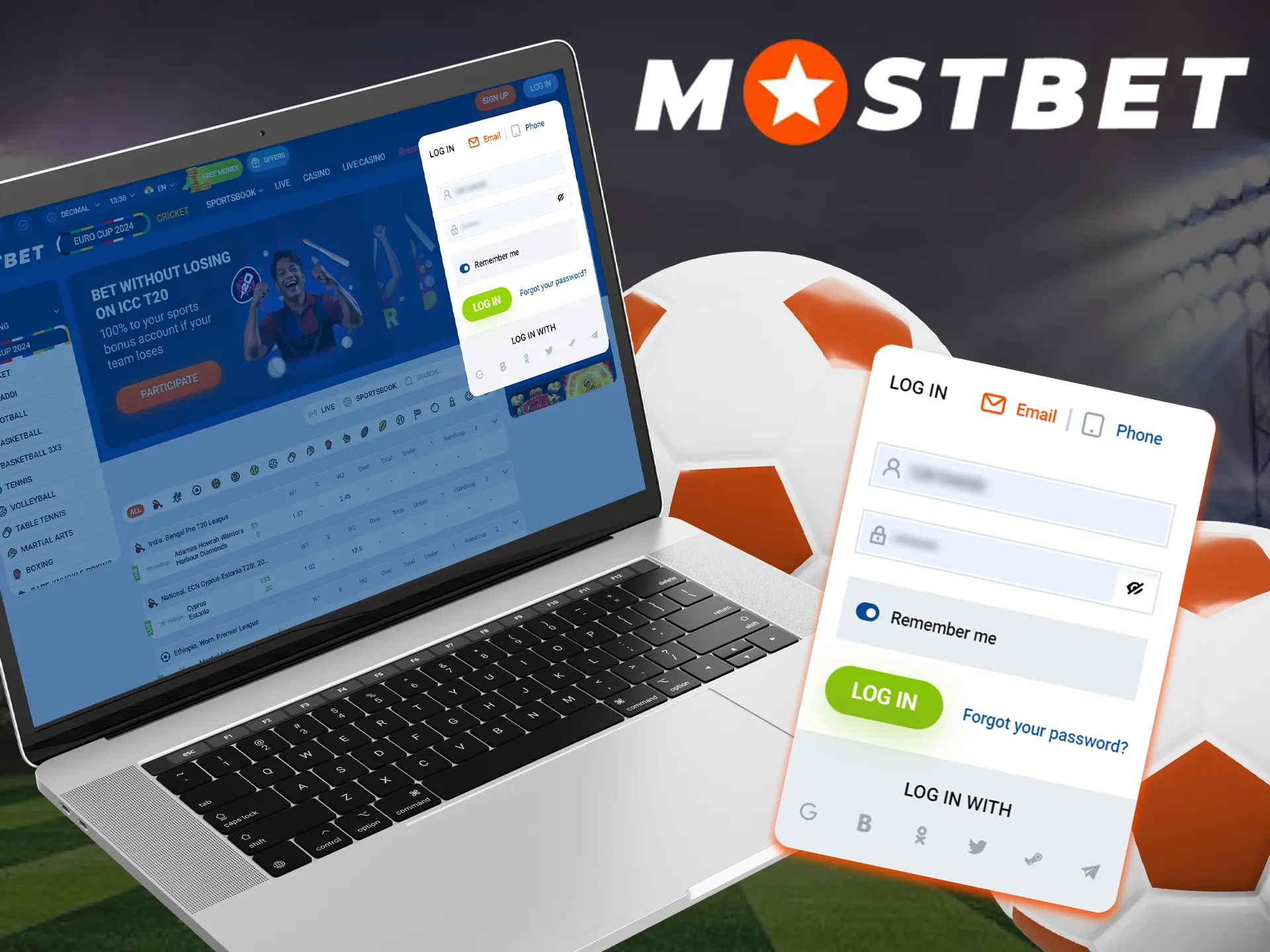 You need to enter your login and password to log in to your Mostbet account.