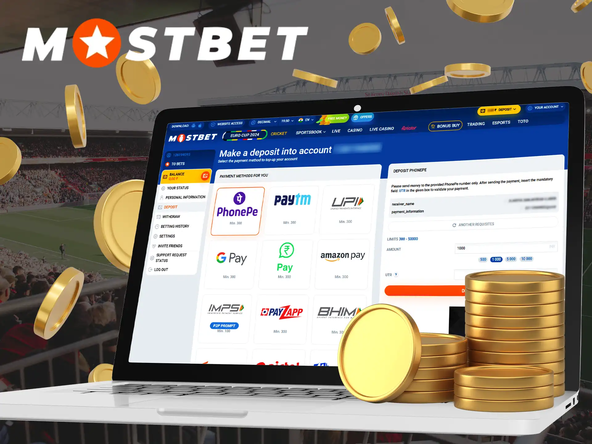 Explore all of Mostbet's payment methods.