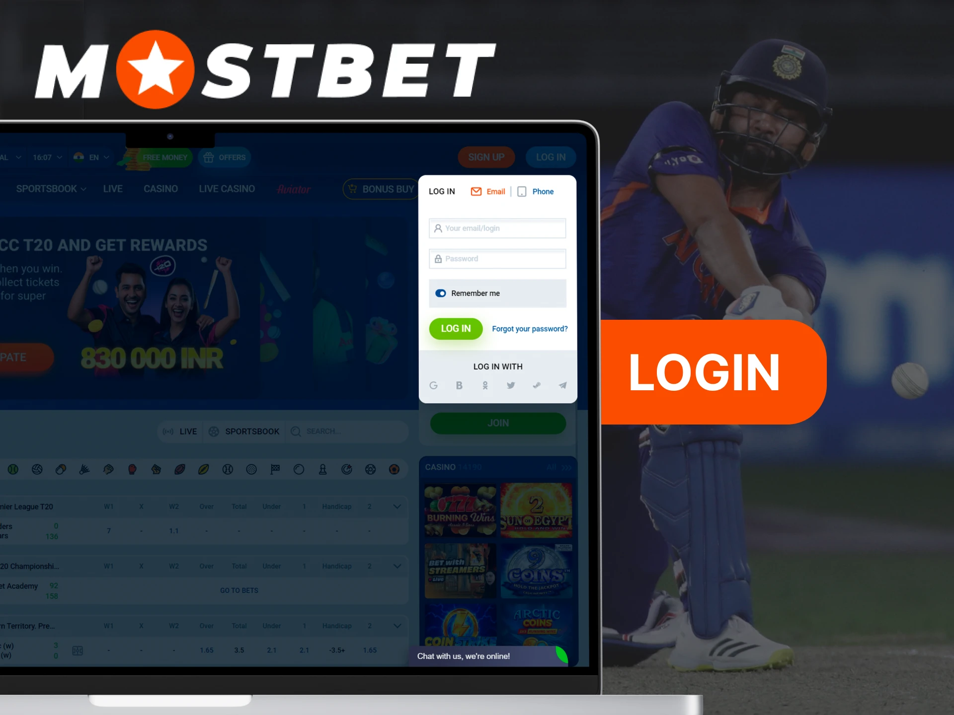Log in to Mostbet in seconds and access your account.